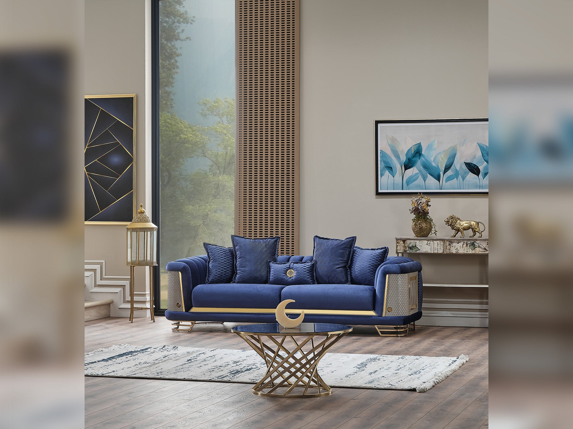 Romans Stationary Sofa Navy Blue