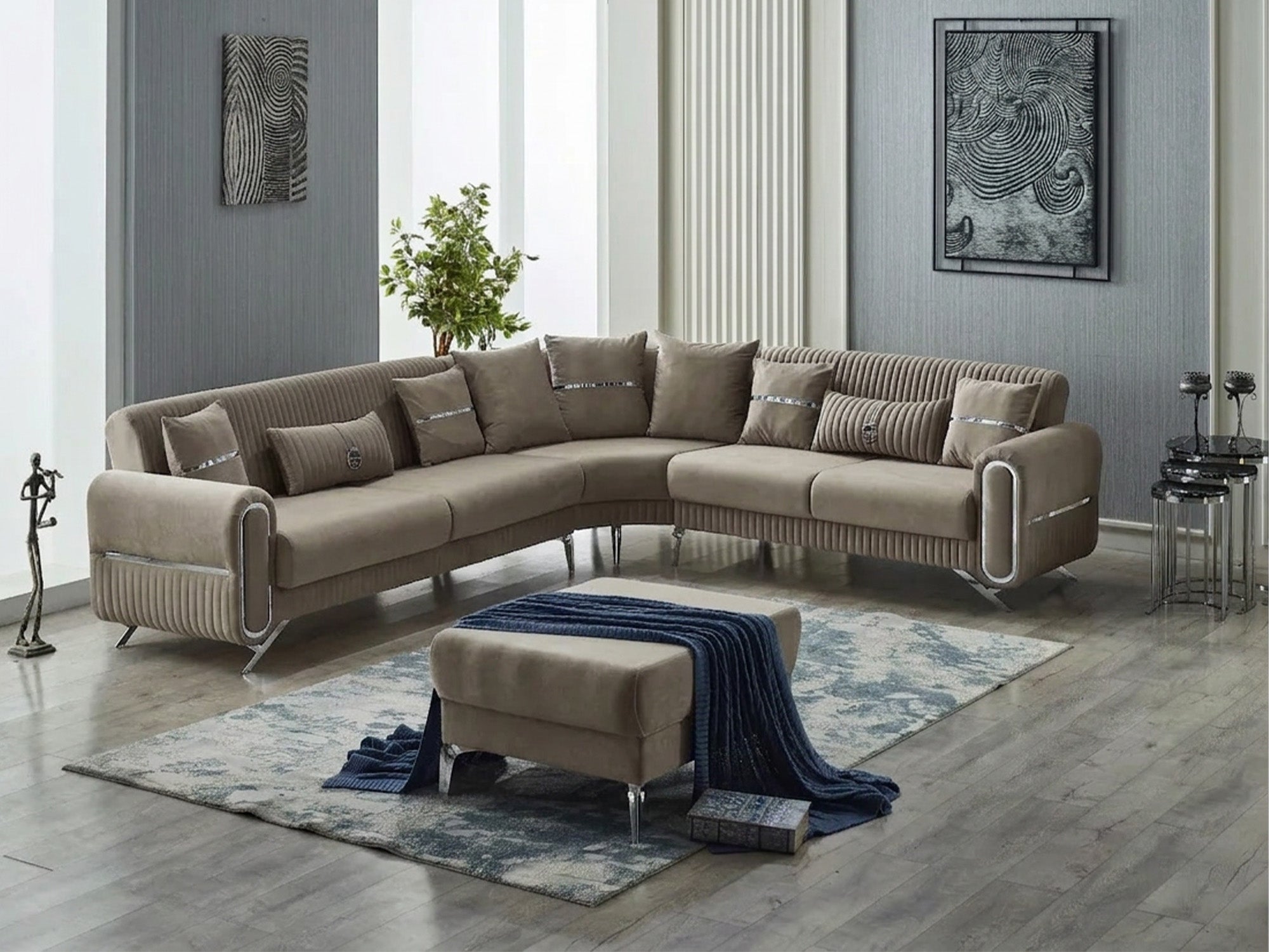 Royal Convertible Sectional Sofa Brown