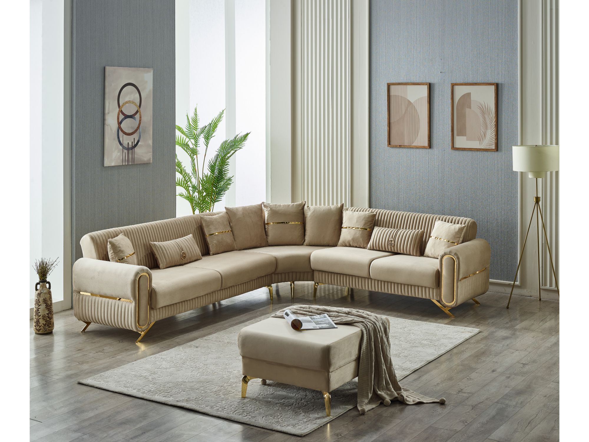 Royal Convertible Sectional Sofa Beige