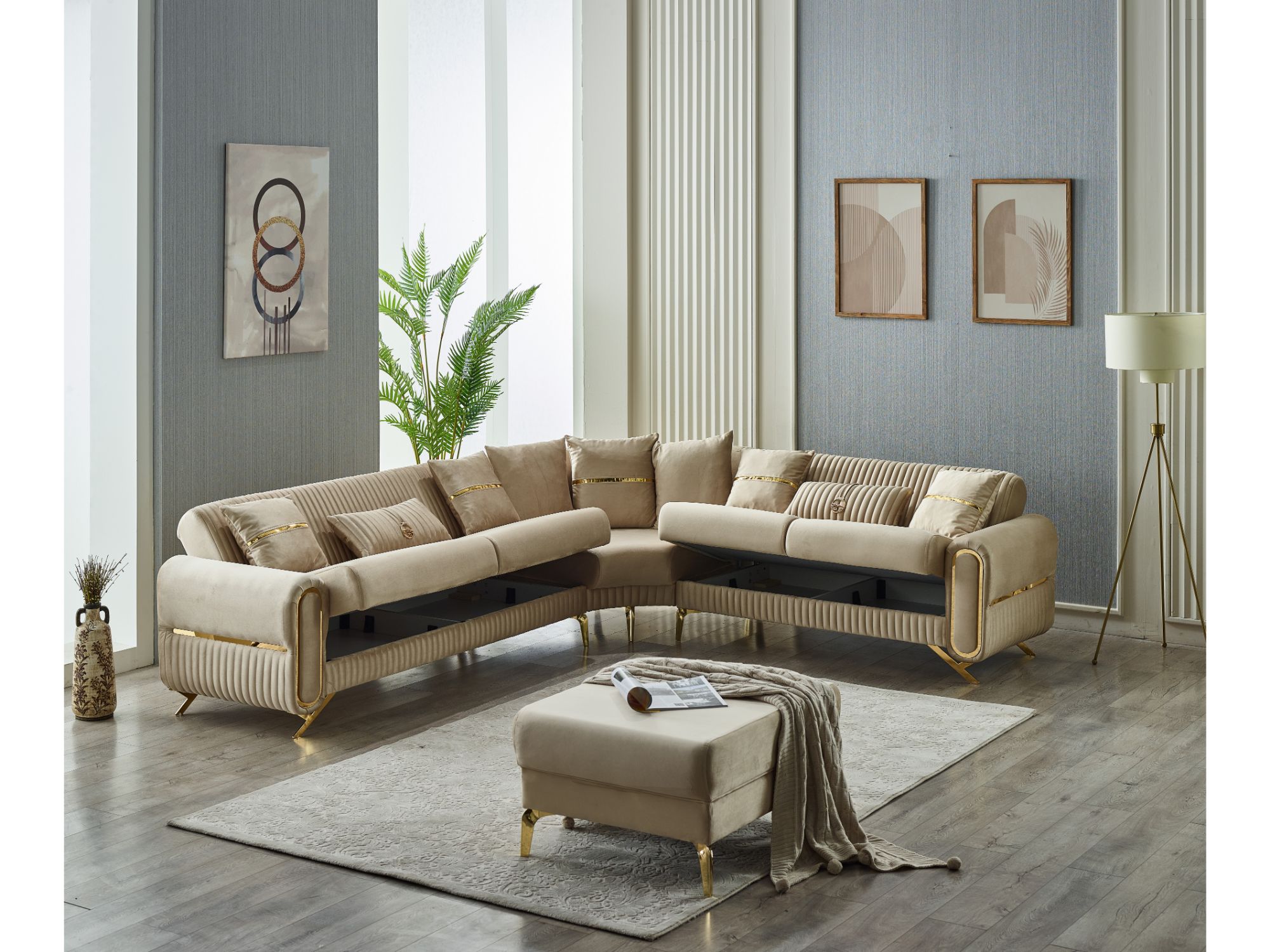 Royal Convertible Sectional Sofa Beige
