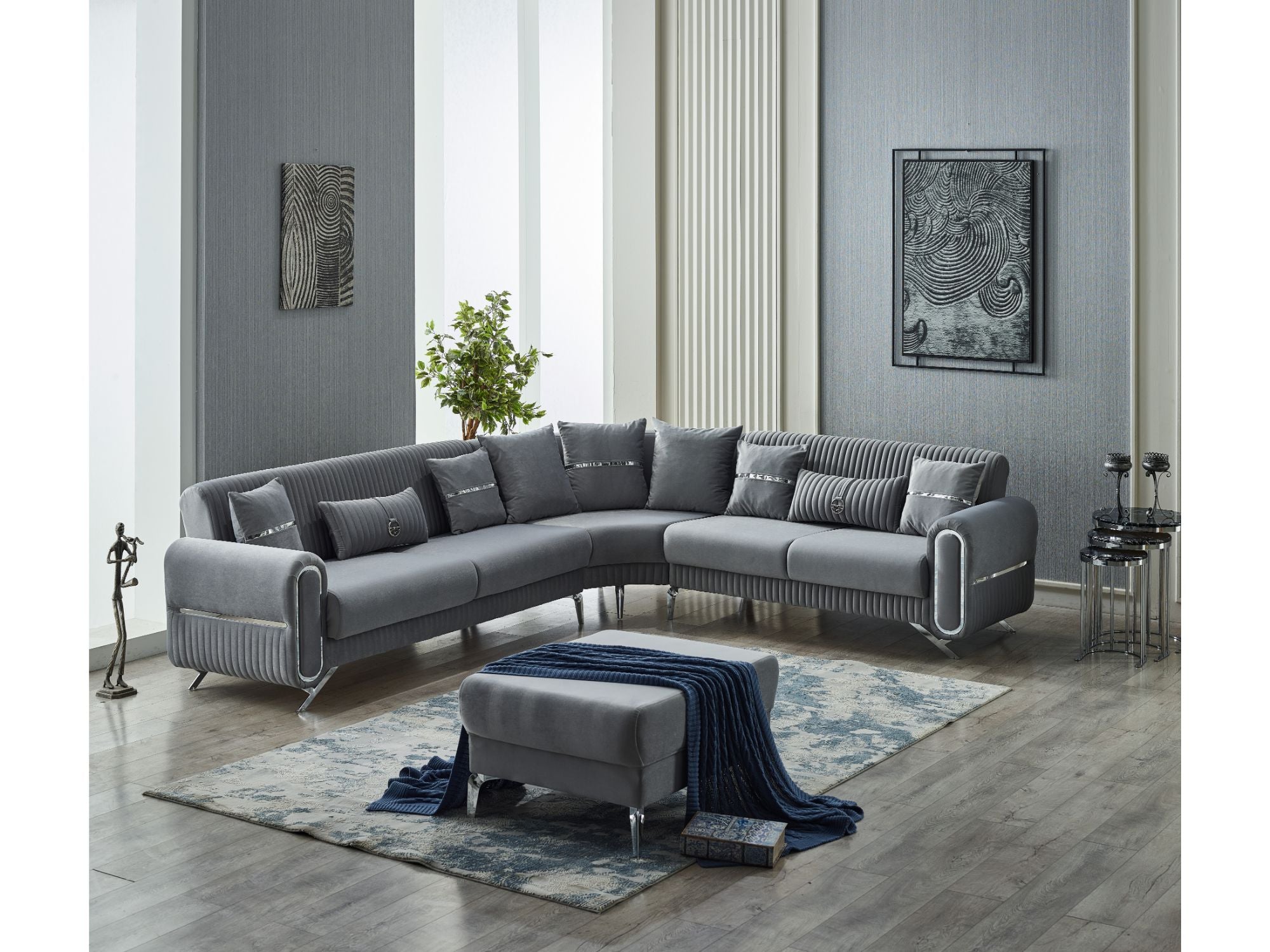 Royal Convertible Sectional Sofa Grey