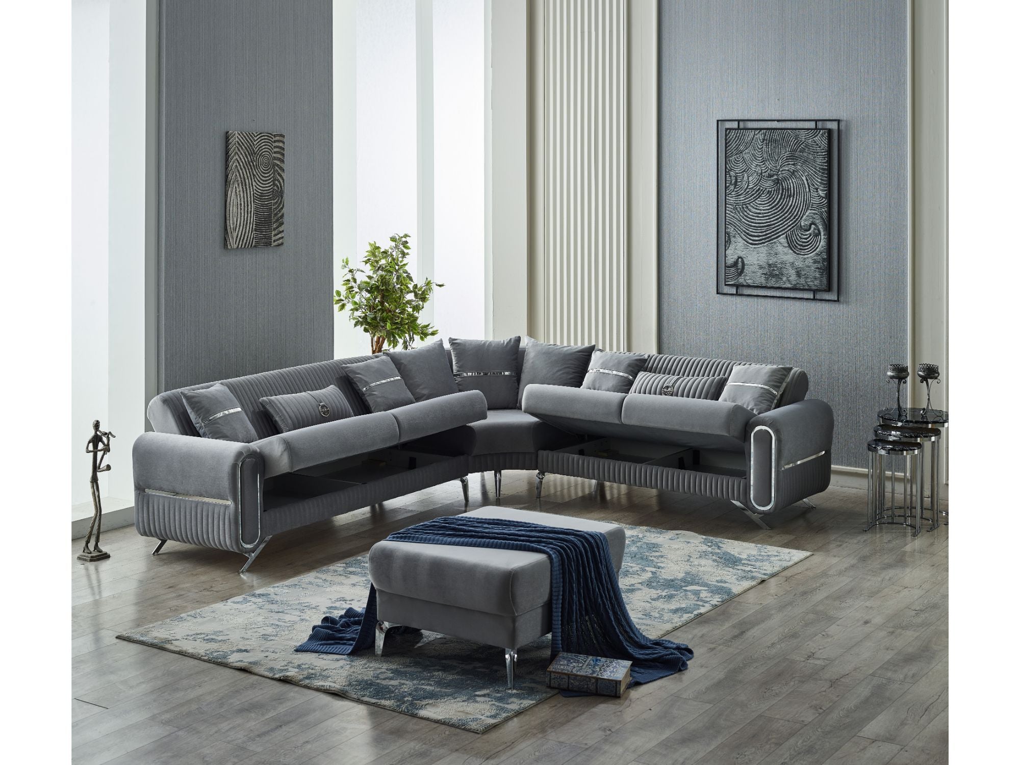 Royal Convertible Sectional Sofa Grey