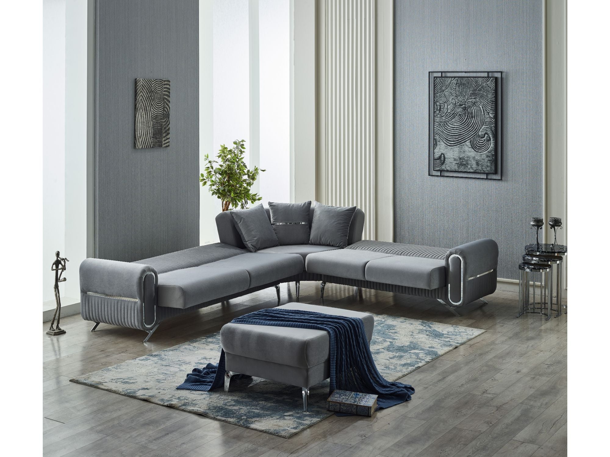 Royal Convertible Sectional Sofa Grey
