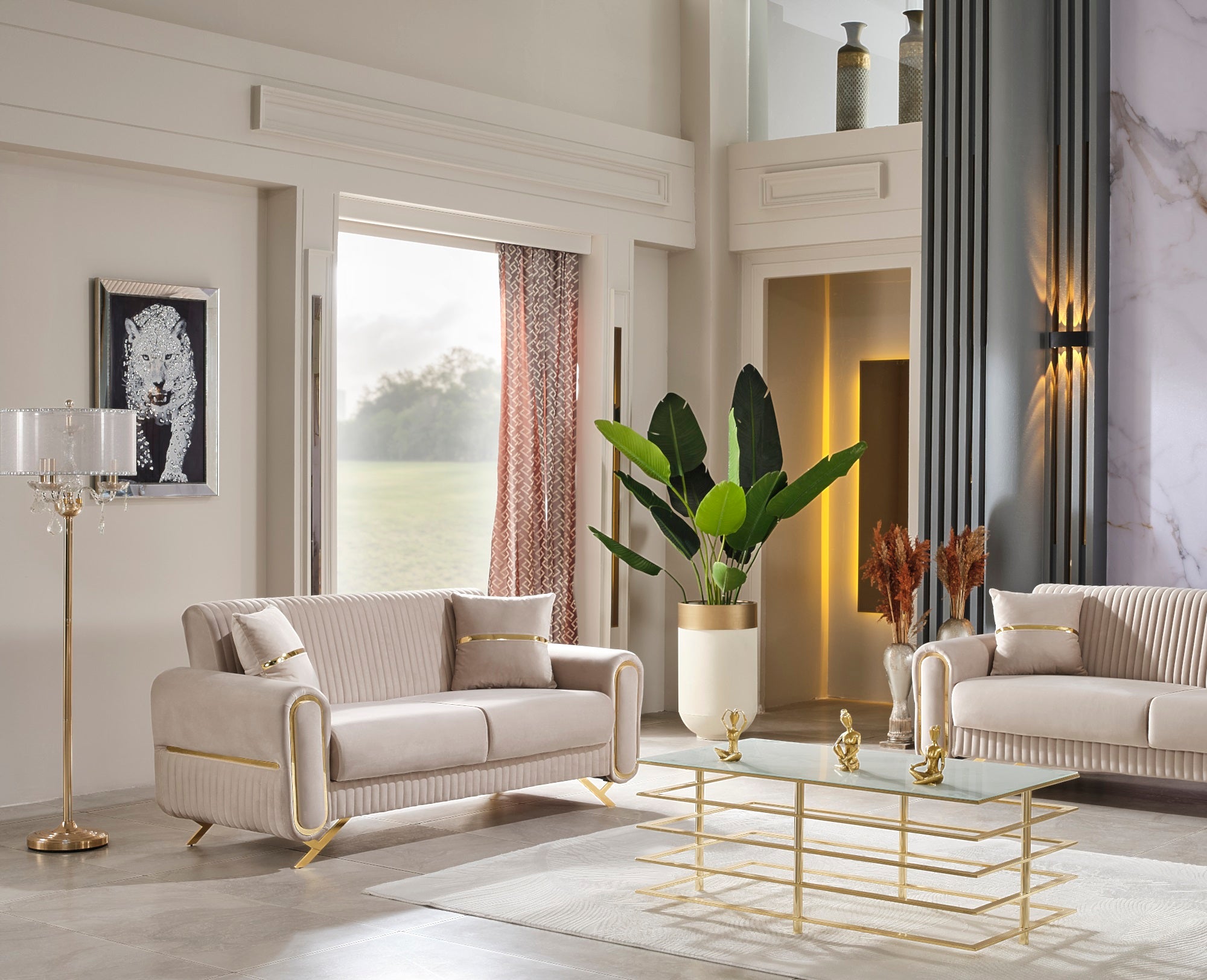 Royal 3-pieces (Sofa & Loveseat & Chair) Livingroom Set Beige