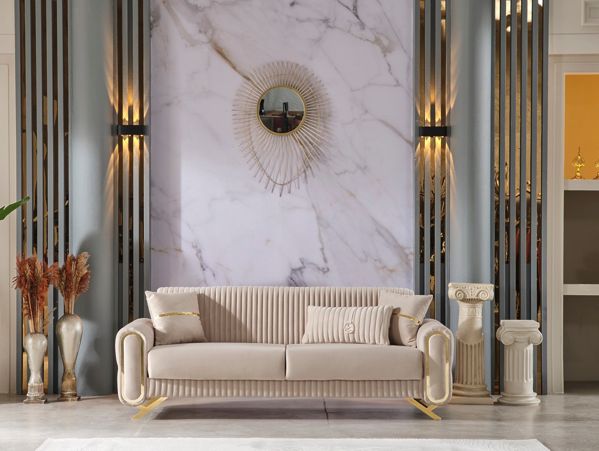 Royal 3-pieces (Sofa & Loveseat & Chair) Livingroom Set Beige