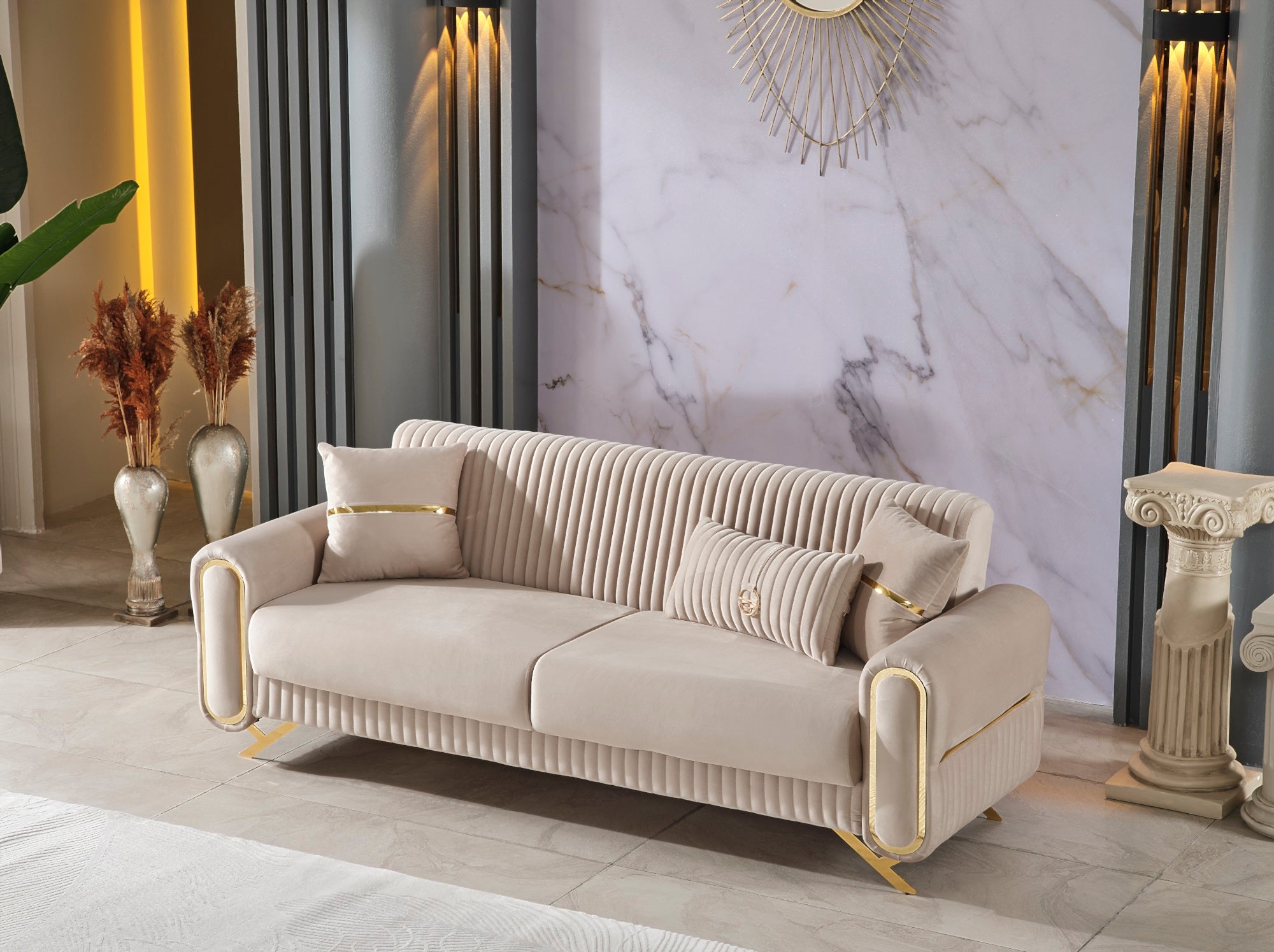 Royal 3-pieces (Sofa & Loveseat & Chair) Livingroom Set Beige
