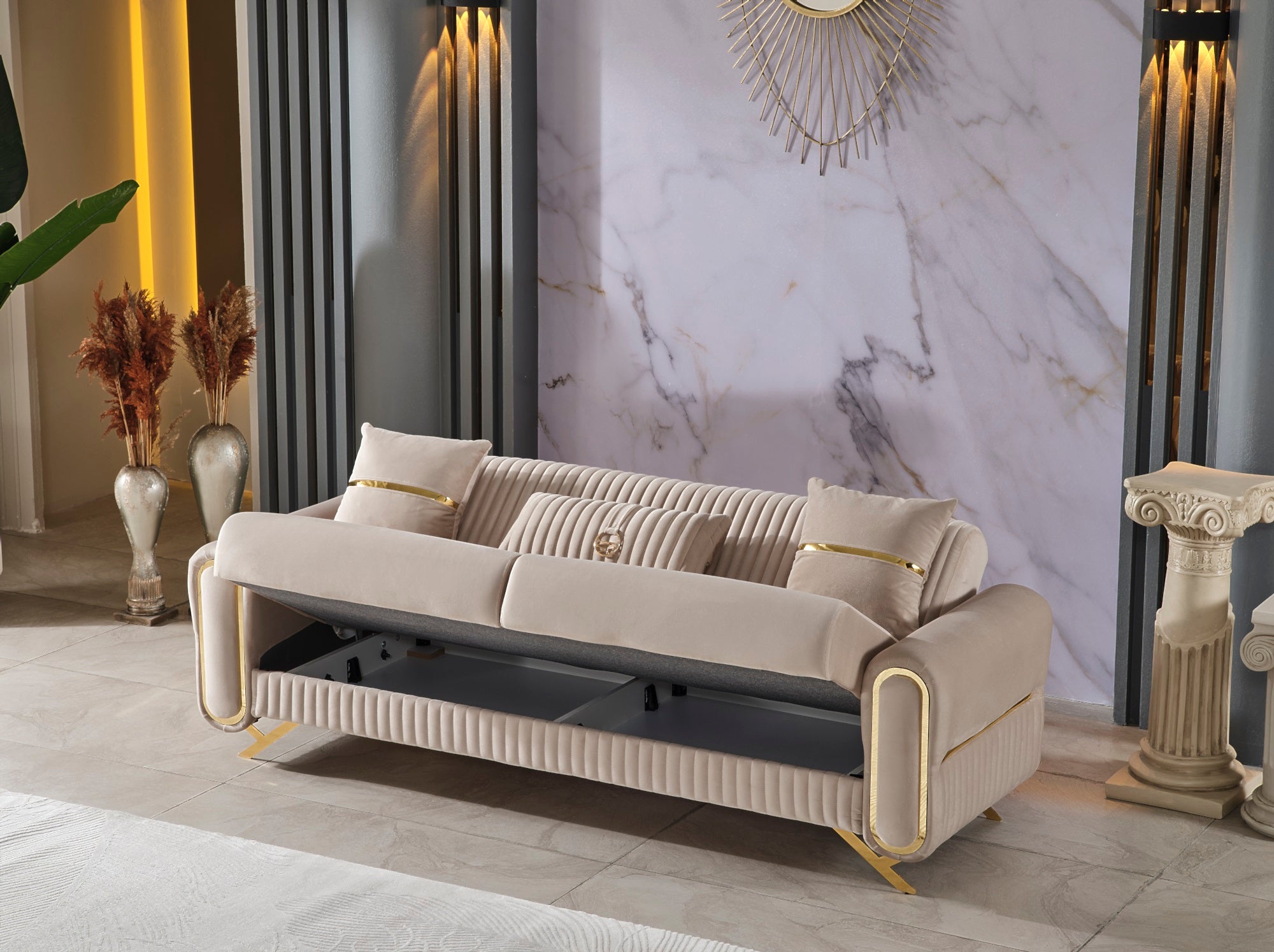 Royal 3-pieces (Sofa & Loveseat & Chair) Livingroom Set Beige