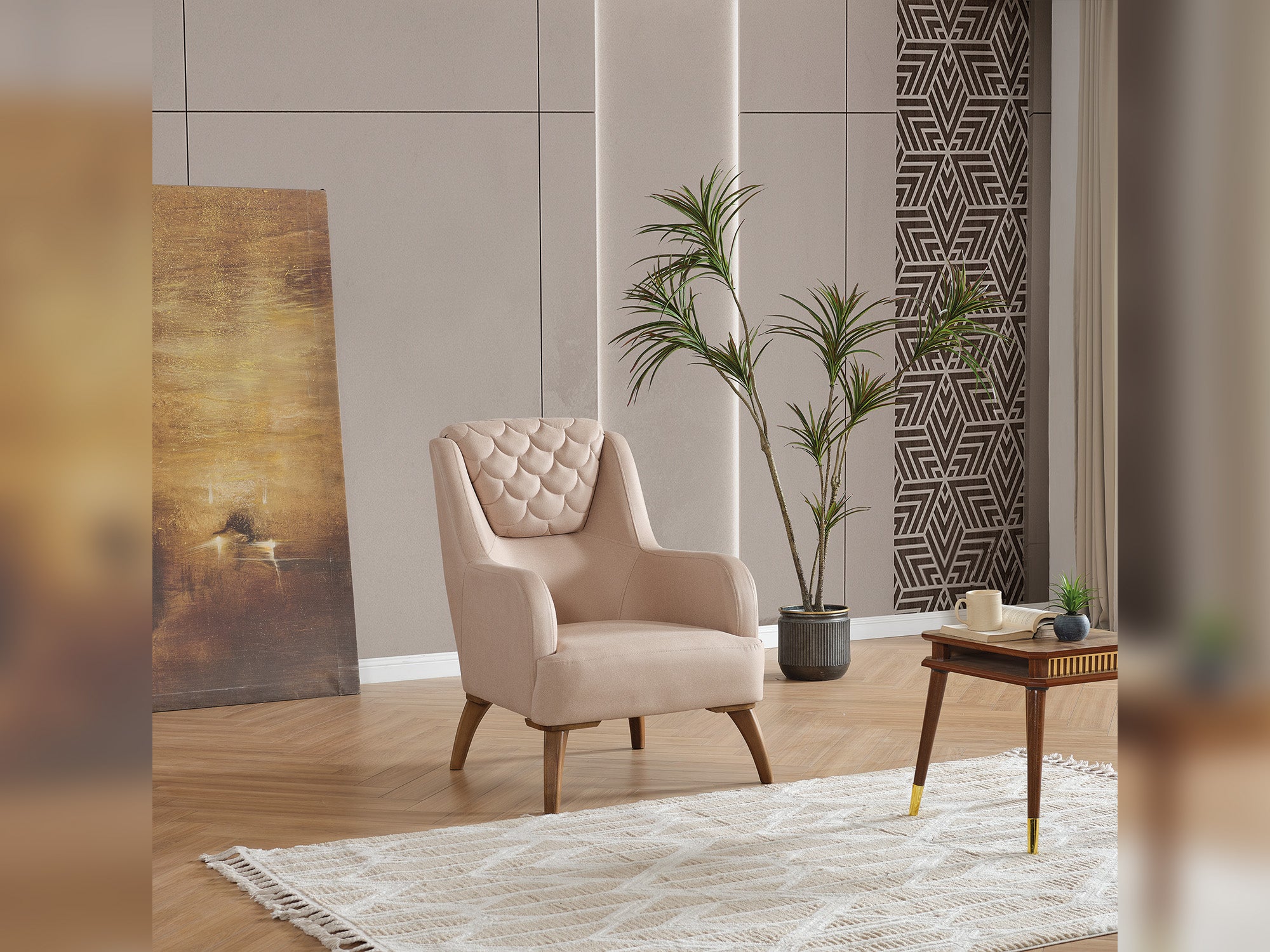 Ruby 3-pieces (Sofa & Loveseat & Chair) Livingroom Set Beige