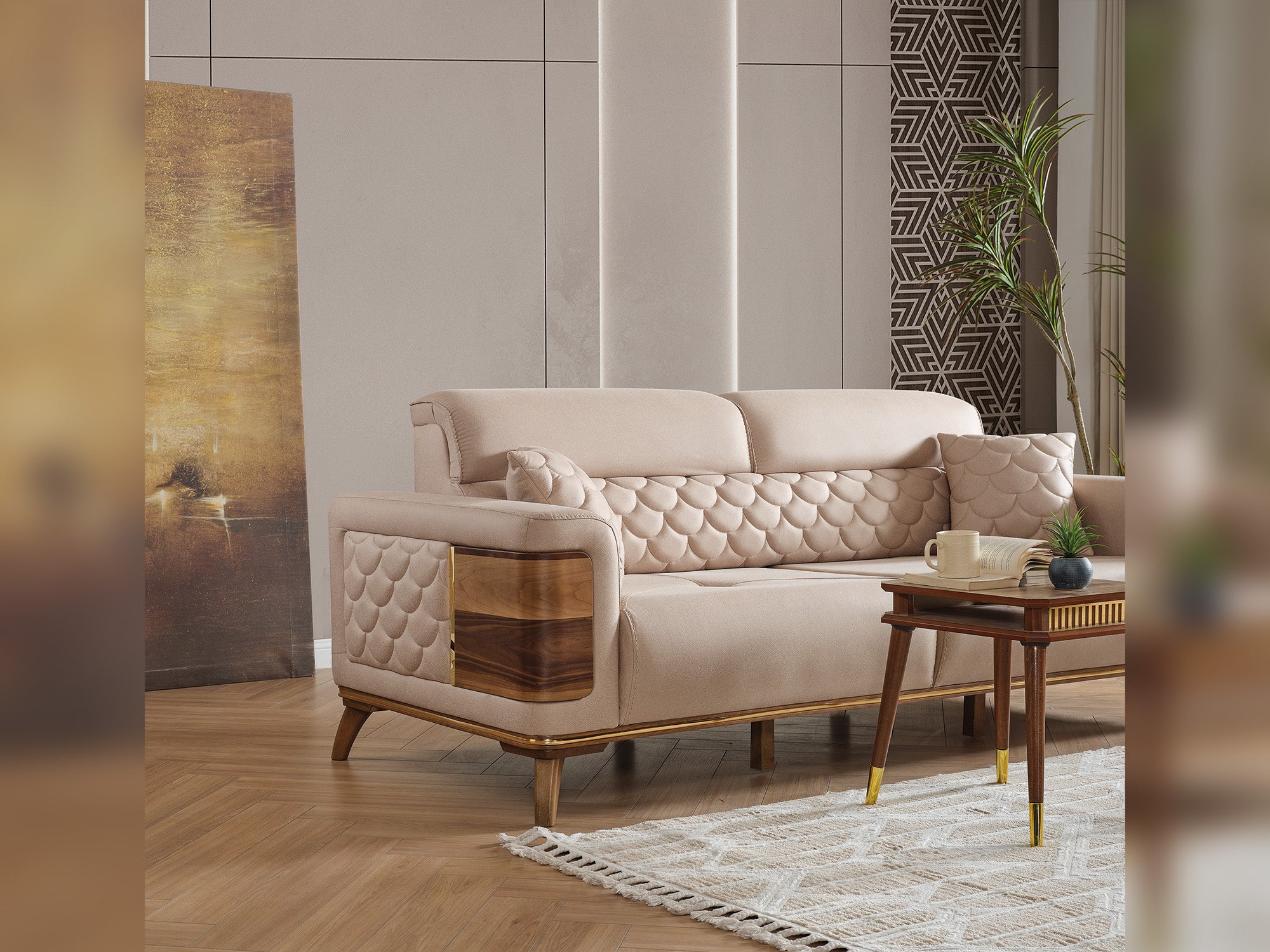 Ruby 3-pieces (Sofa & Loveseat & Chair) Livingroom Set Beige