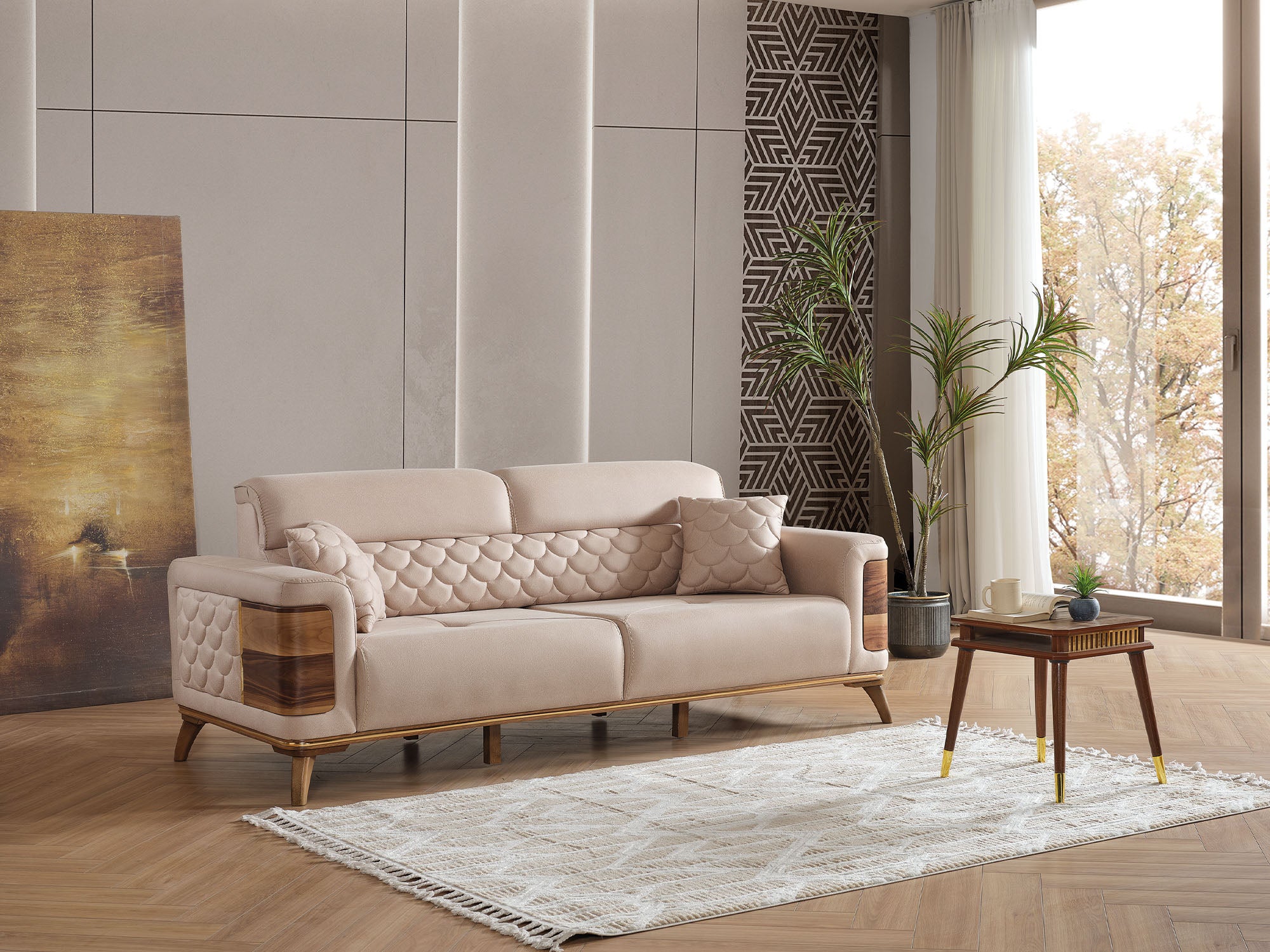 Ruby 3-pieces (Sofa & Loveseat & Chair) Livingroom Set Beige
