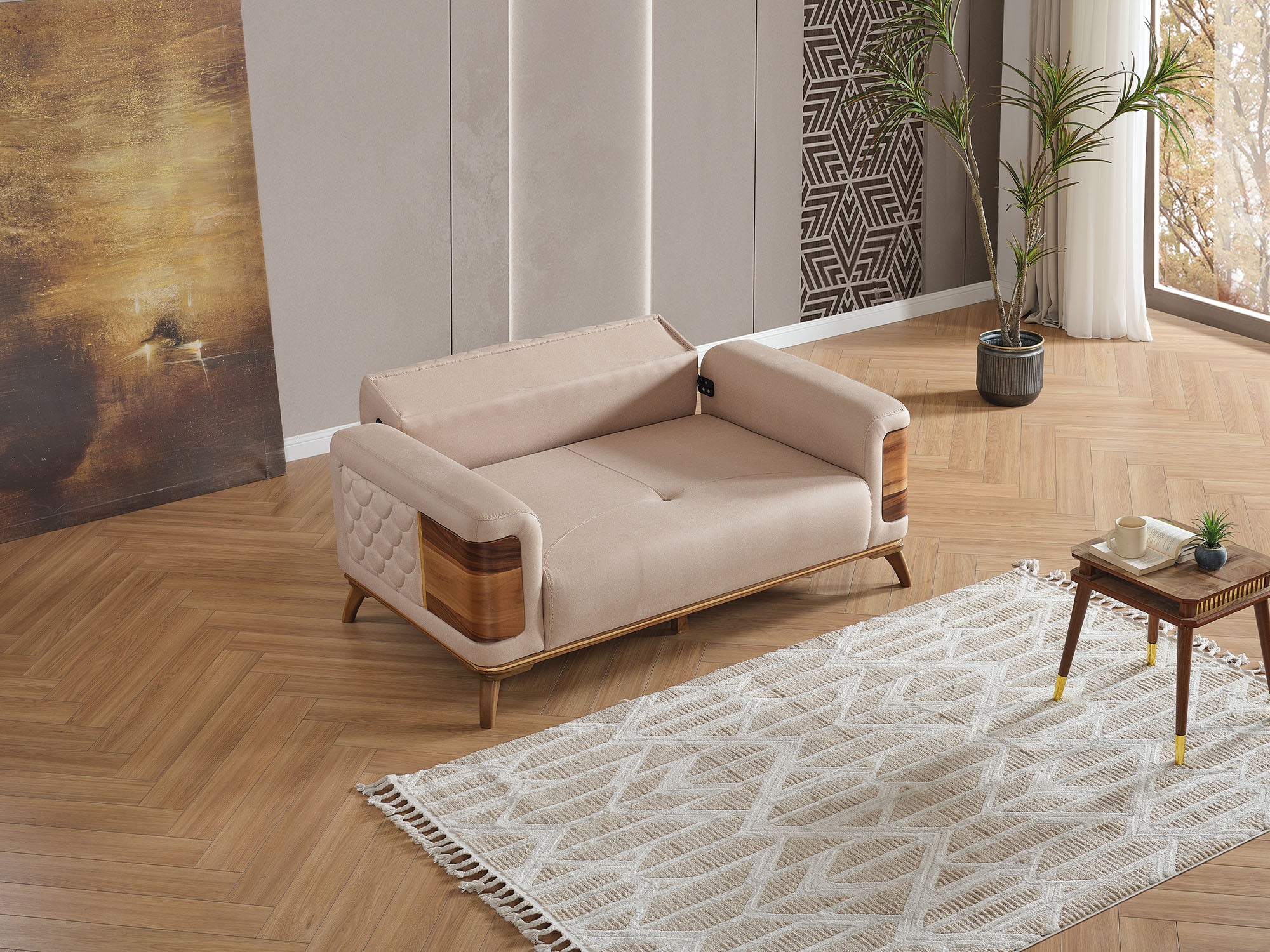 Ruby 3-pieces (Sofa & Loveseat & Chair) Livingroom Set Beige