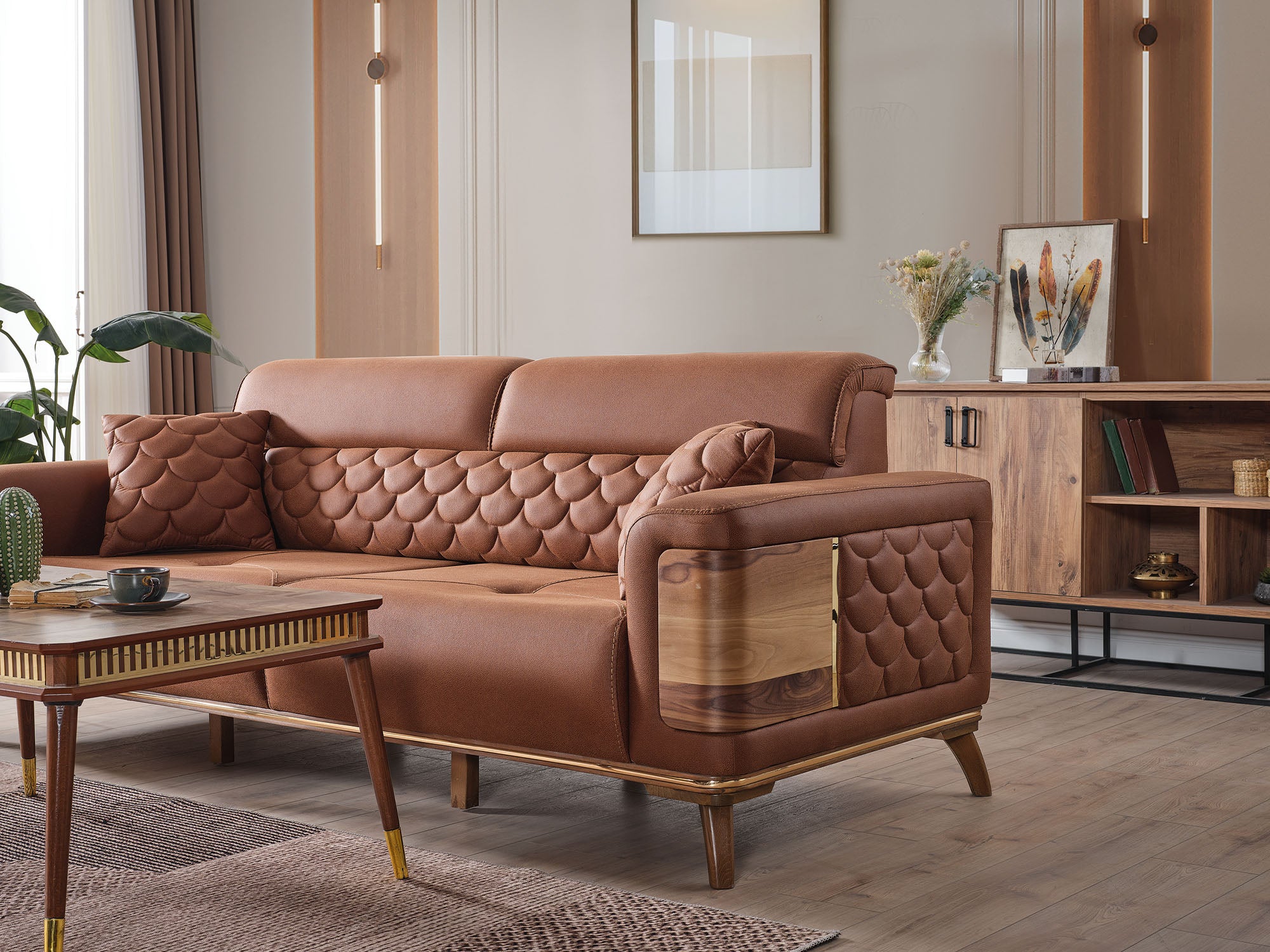 Ruby 3-pieces (Sofa & Loveseat & Chair) Livingroom Set Brick