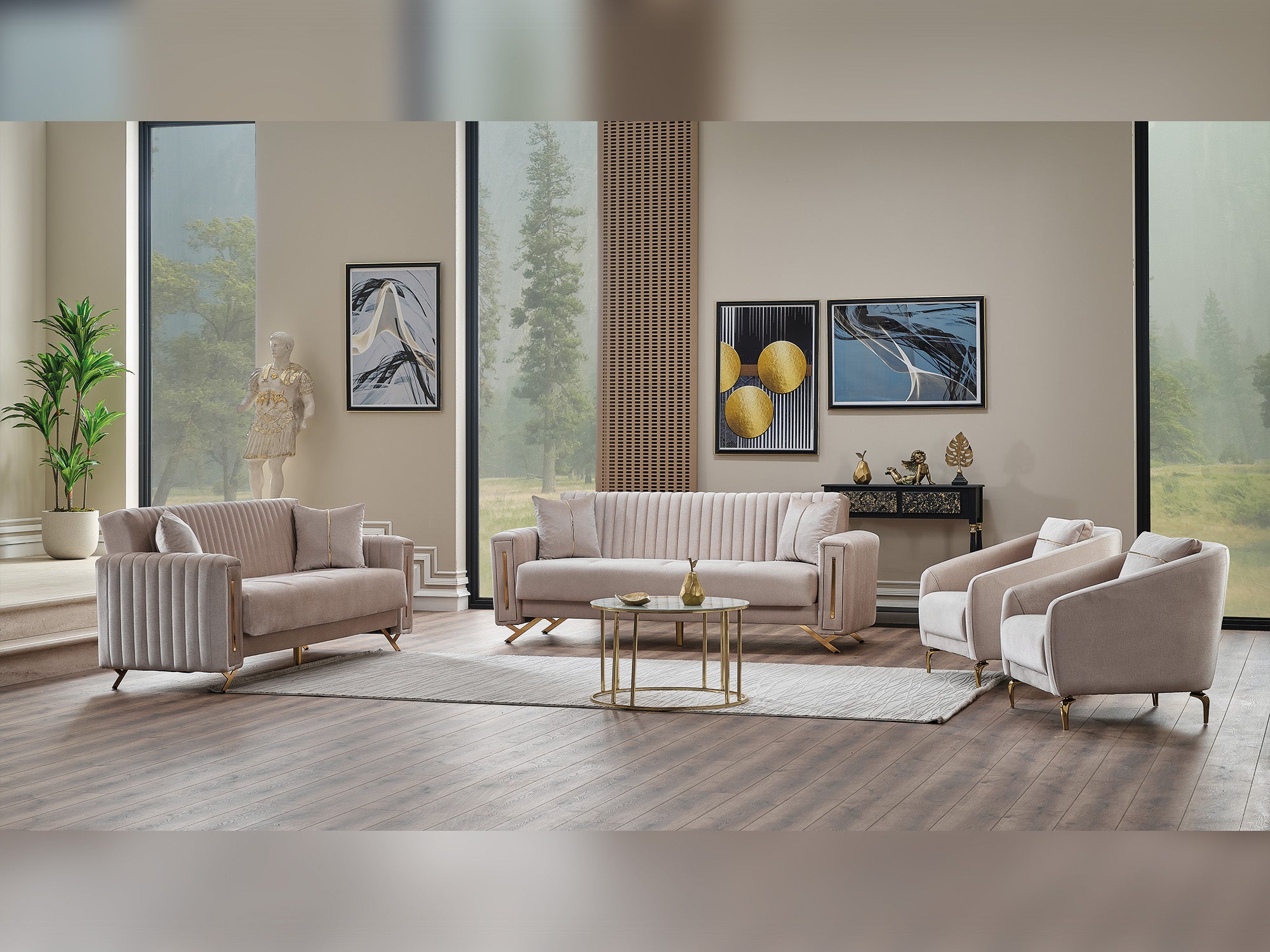 Senfoni 3-pieces (Sofa & Loveseat & Chair) Livingroom Set Beige