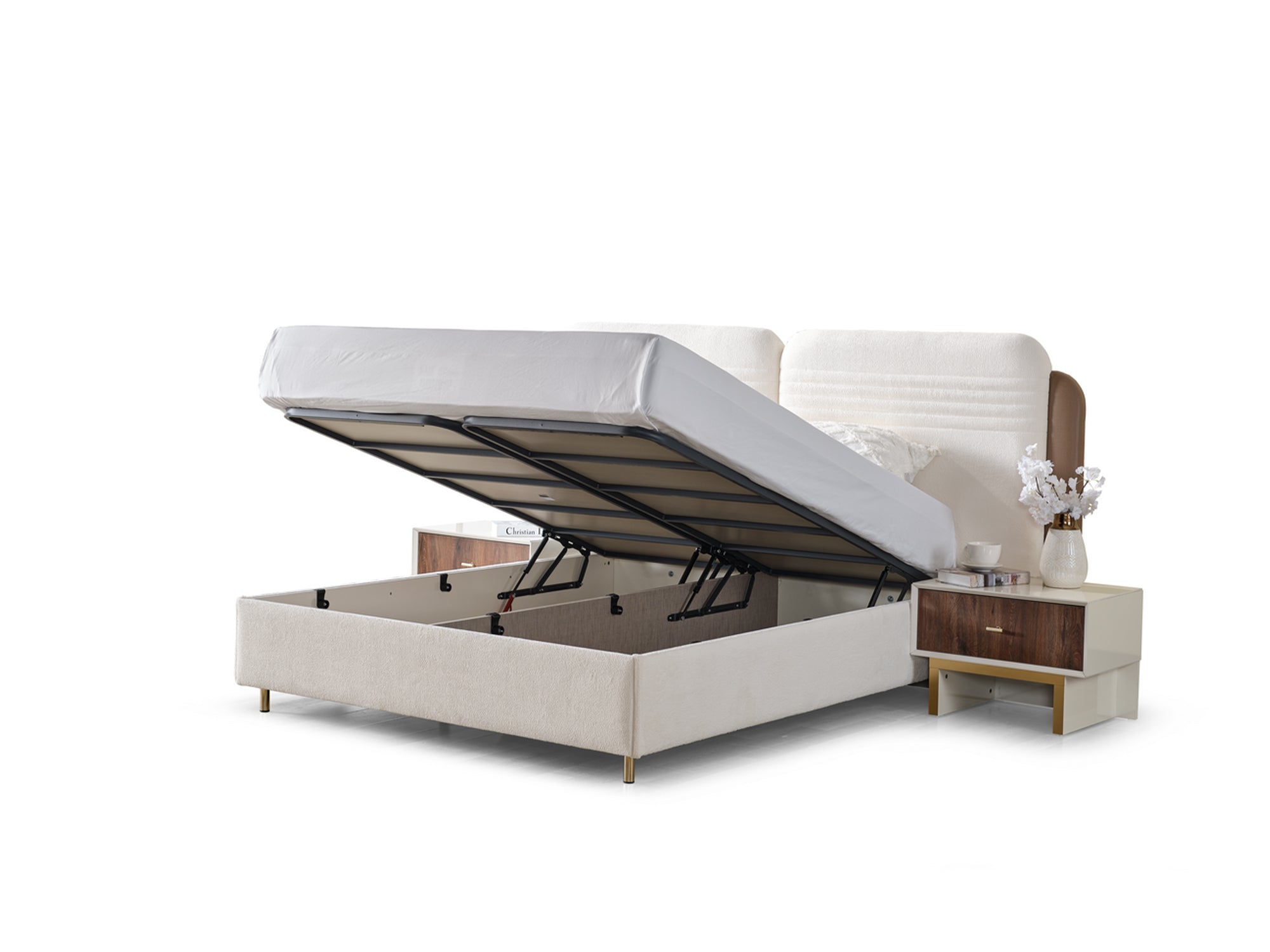 Sidney Bedroom (Queen Frame With Headboard & Dresser With Mirror & Ottoman & 2 Nightstand)