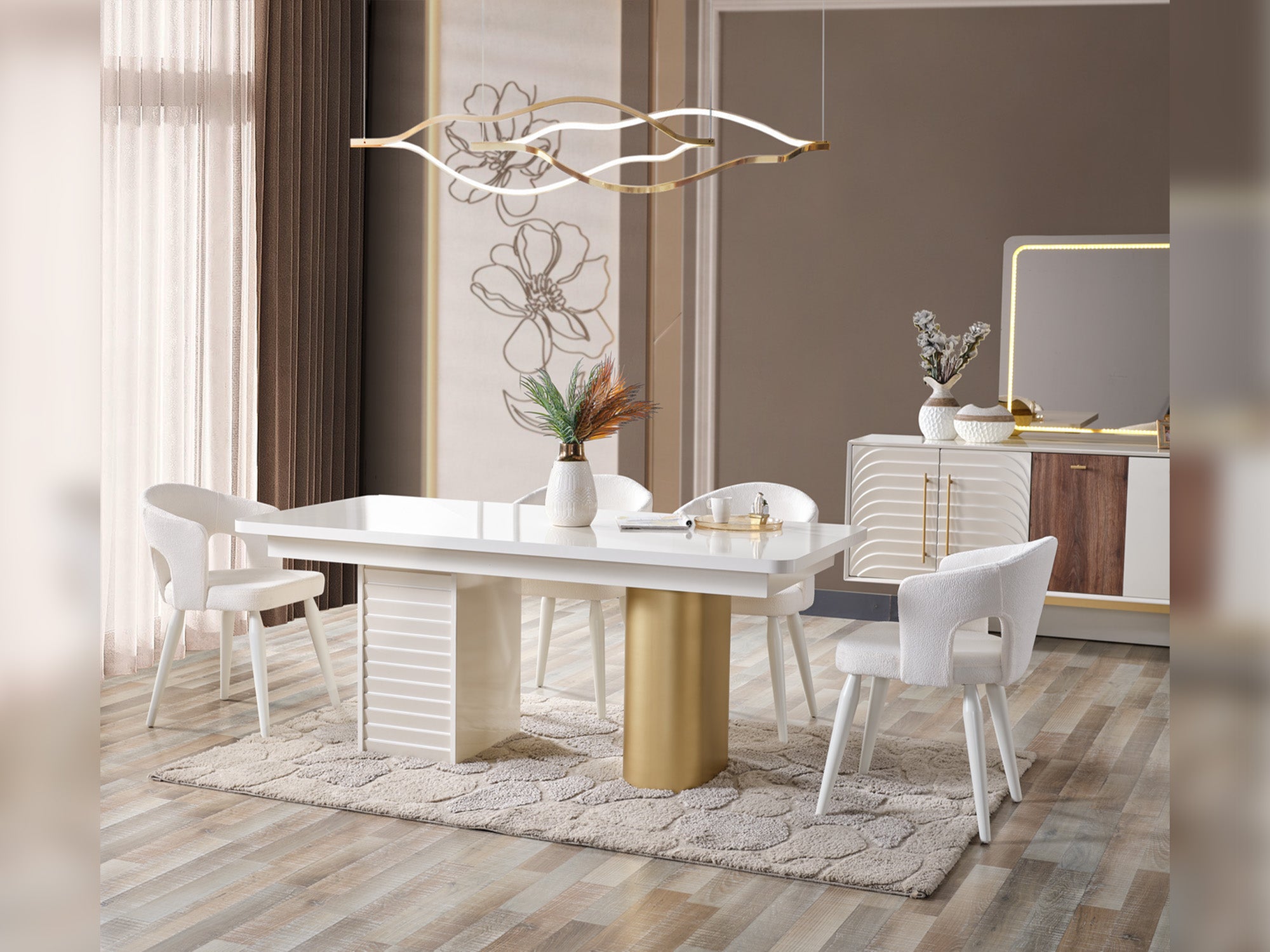 Sidney Diningroom (Consol With Mirror & Dining Table & 6 Dining Chair)