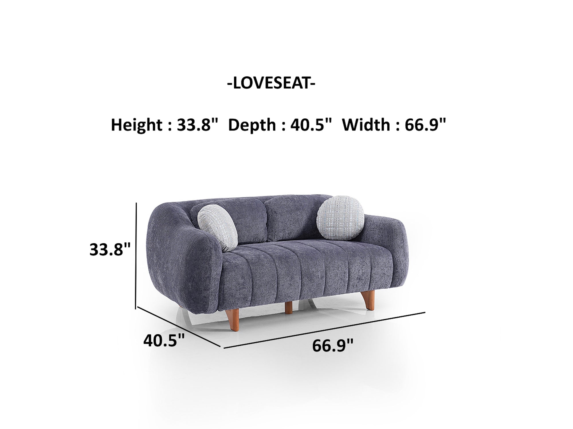 Snowy 3-pieces (Sofa & Loveseat & Swivel Chair) Livingroom Set Anthracite