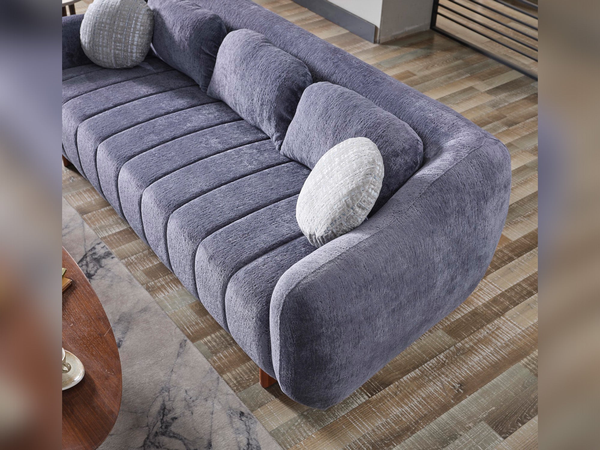 Snowy 3-pieces (Sofa & Loveseat & Swivel Chair) Livingroom Set Anthracite
