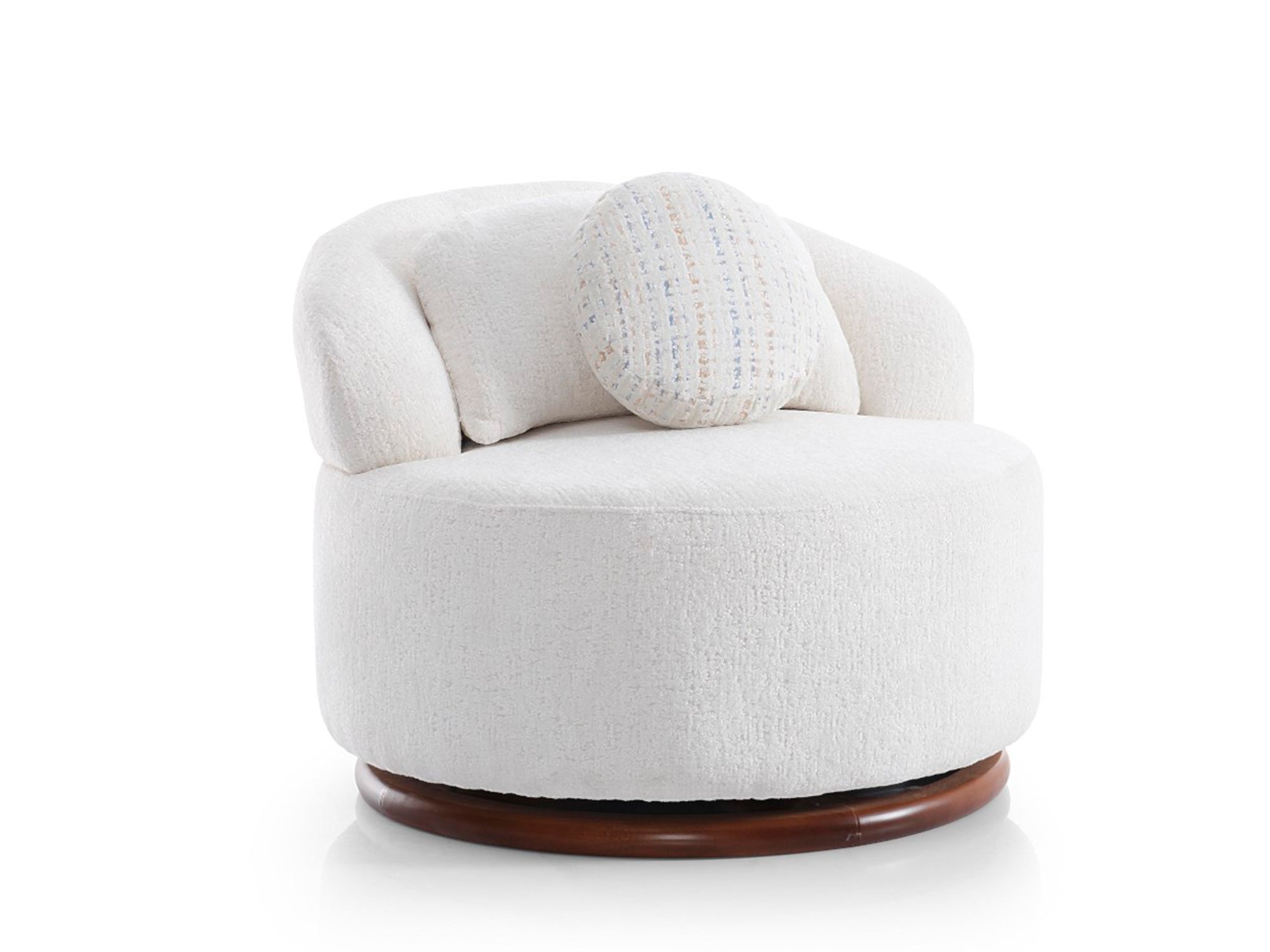 Snowy 3-pieces (Sofa & Loveseat & Swivel Chair) Livingroom Set Cream