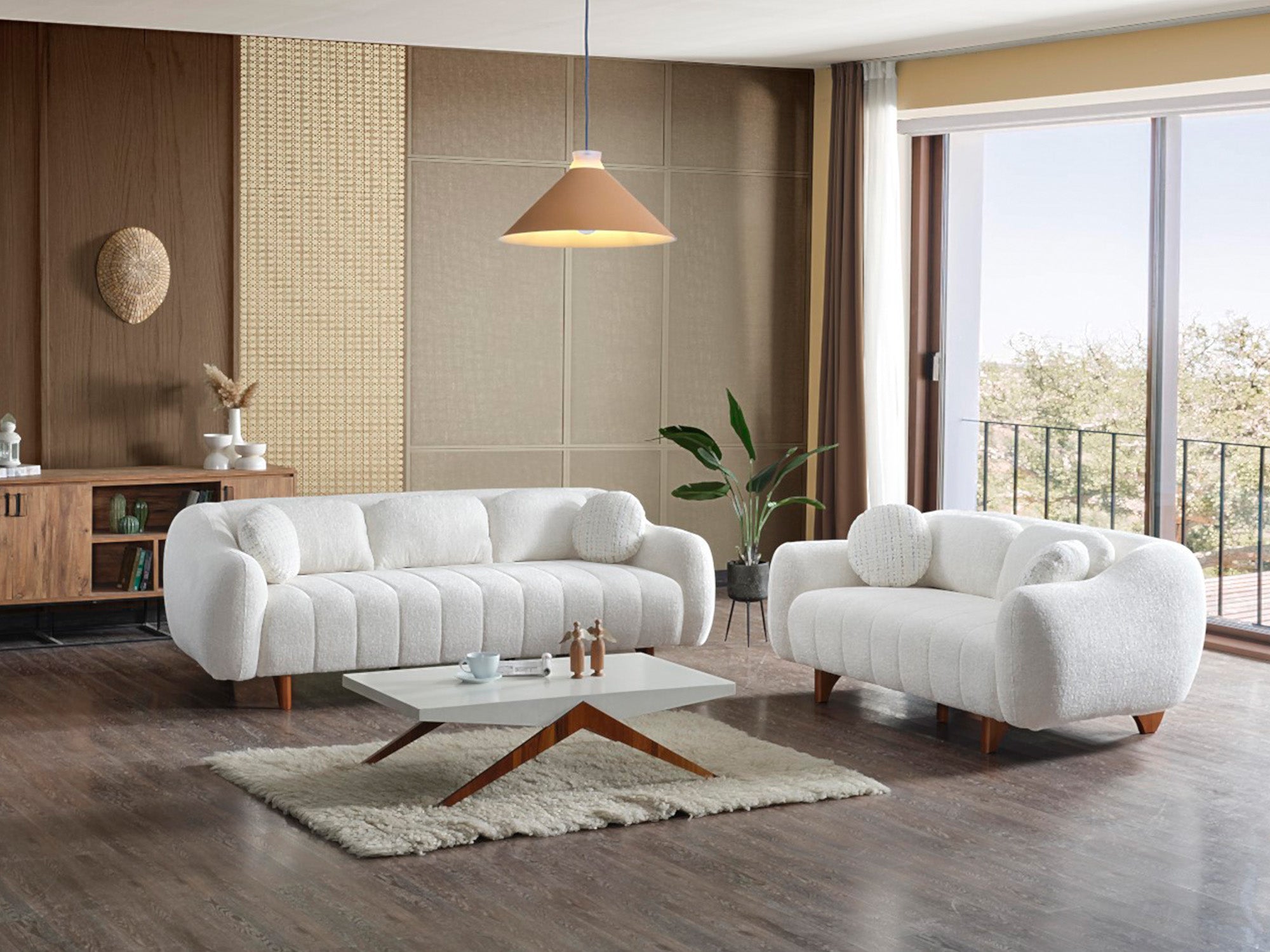 Snowy Stationary Loveseat Cream