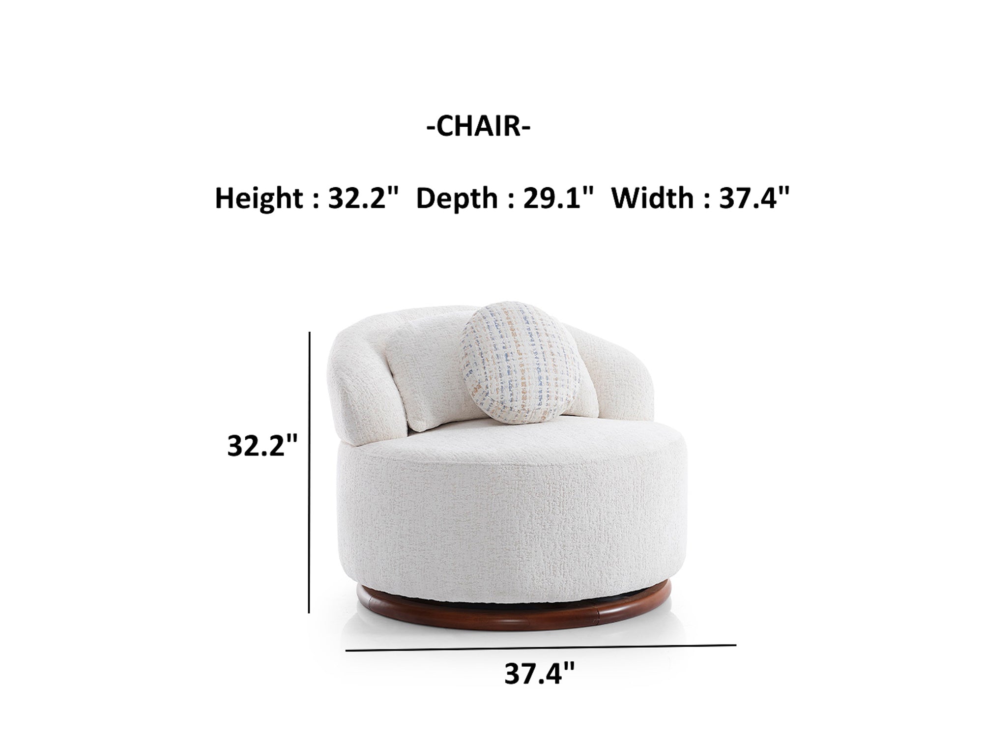 Snowy 3-pieces (Sofa & Loveseat & Swivel Chair) Livingroom Set Cream