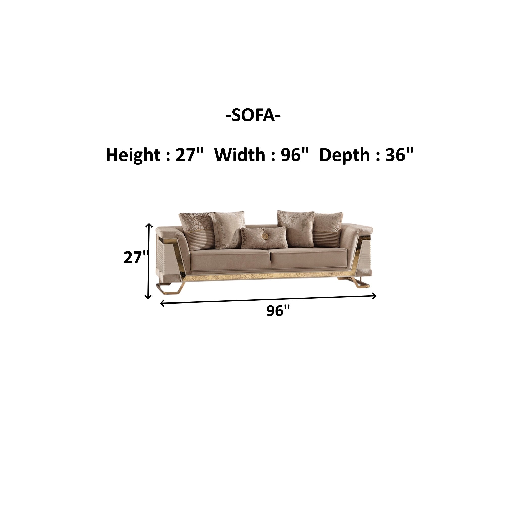 Rixos 3-pieces (Sofa & Loveseat & Chair) Livingroom Set Beige