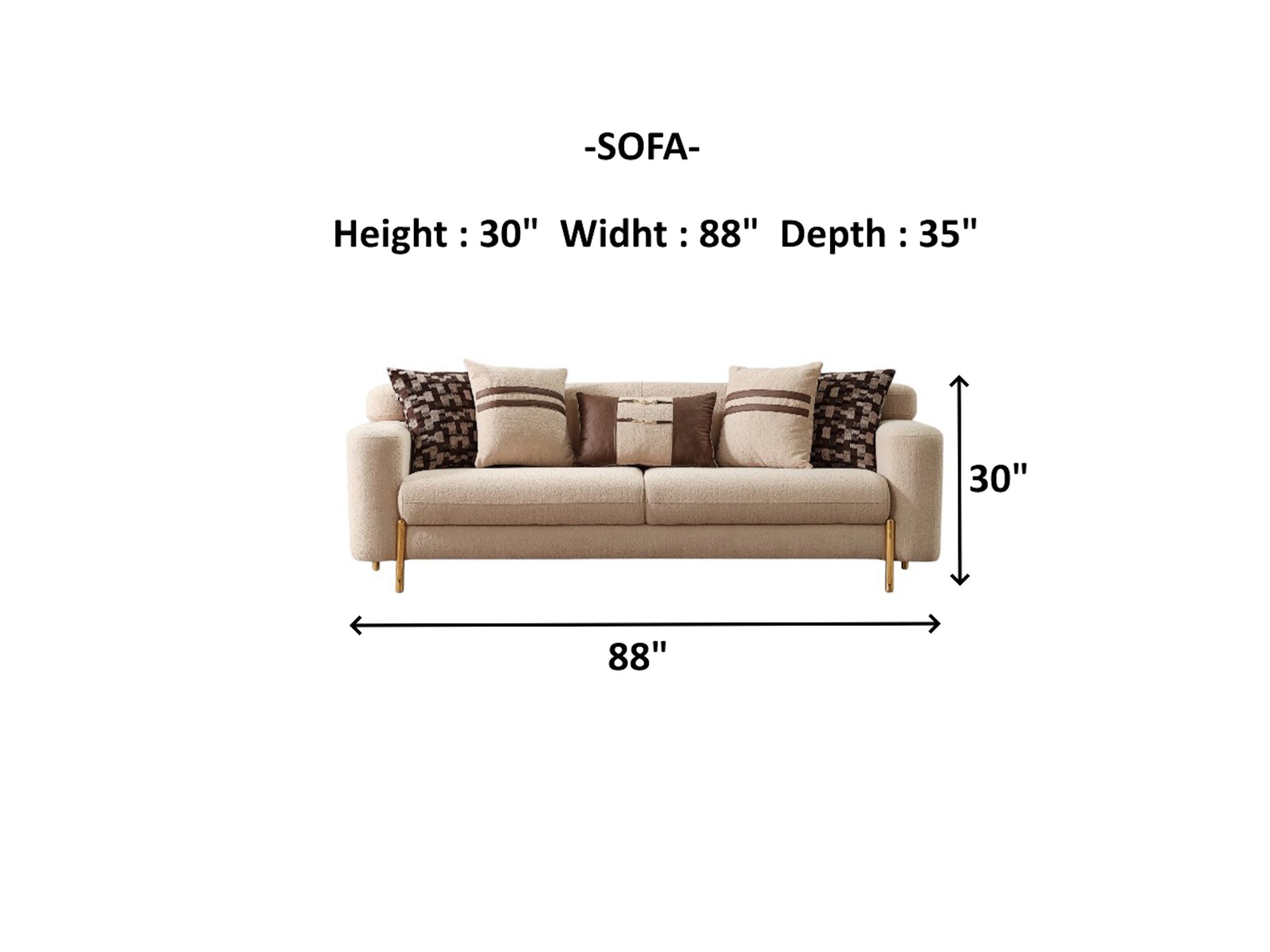 Shelby 3-pieces (Sofa & Loveseat & Chair) Livingroom Set Beige