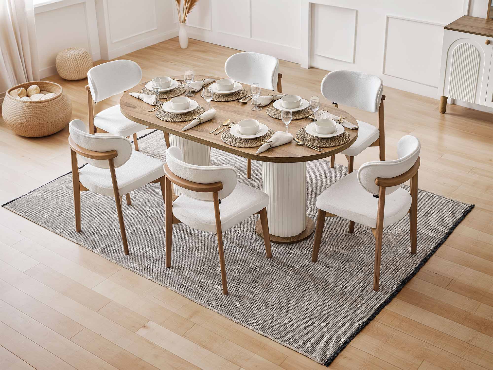 Sofya Diningroom (Consol With Mirror & Dining Table & 6 Dining Chair)