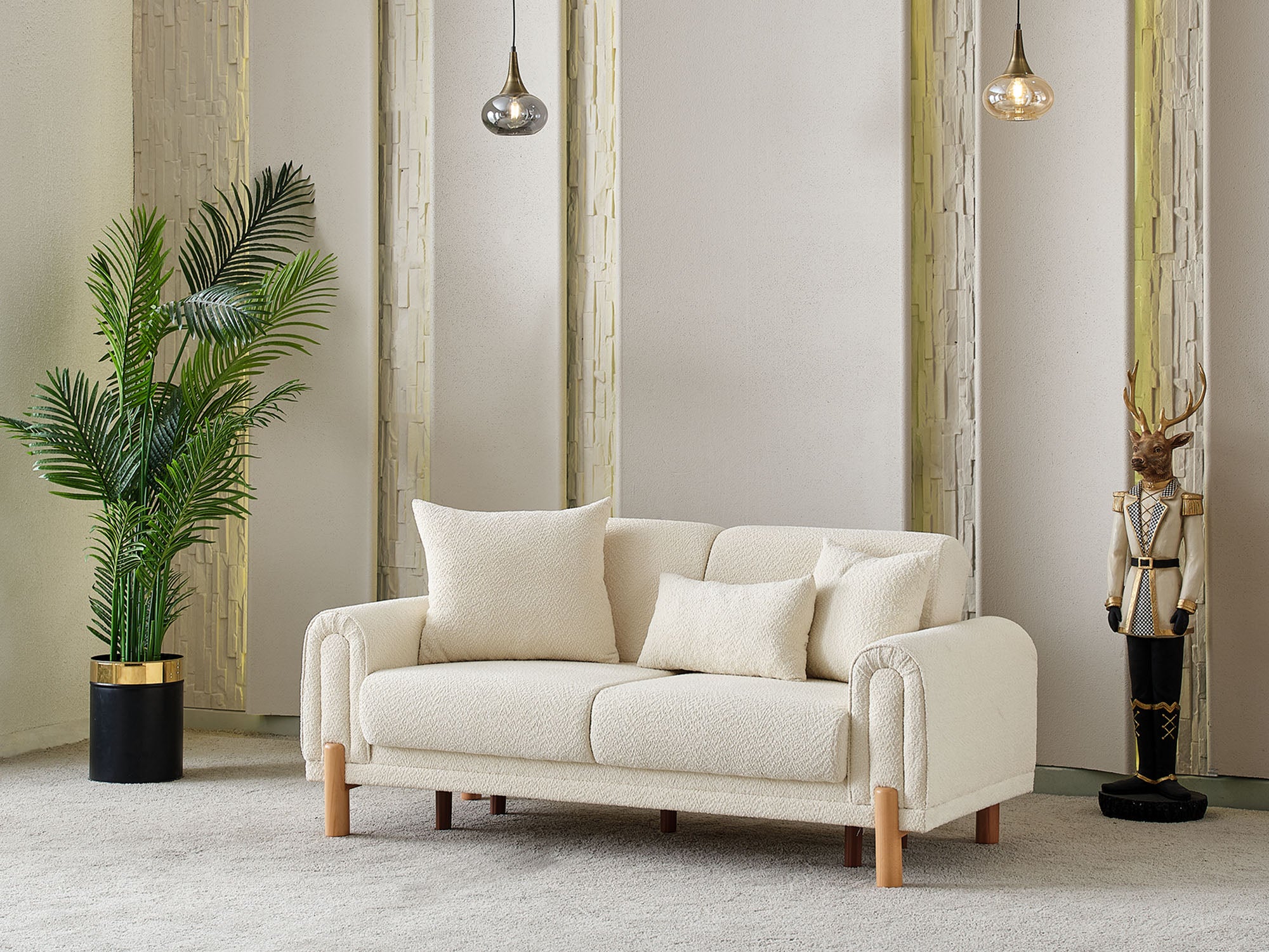 Soho 3-pieces (Sofa & Loveseat & Chair) Livingroom Set Cream