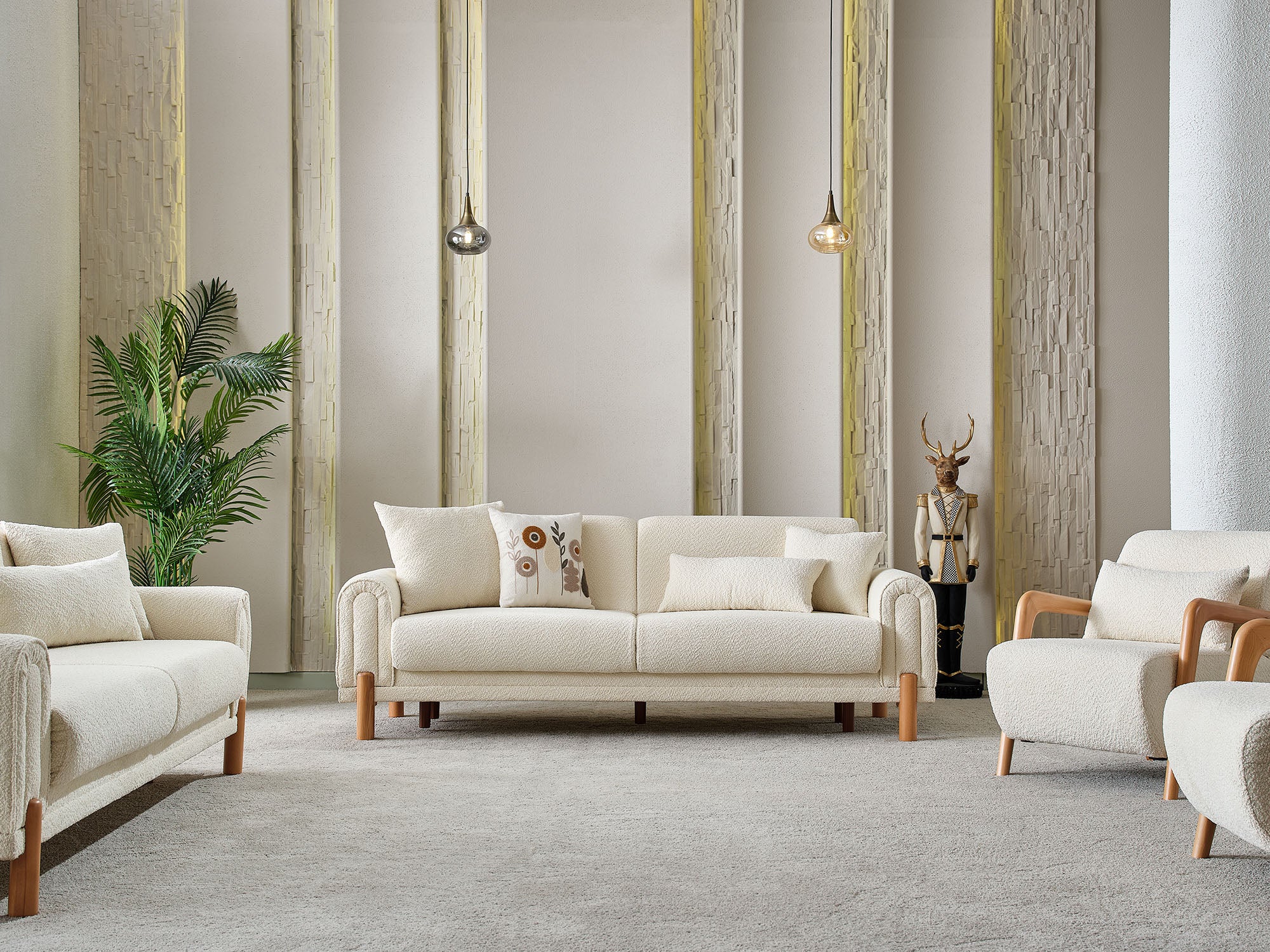 Soho 3-pieces (Sofa & Loveseat & Chair) Livingroom Set Cream