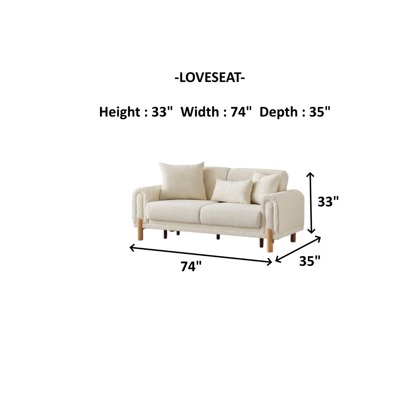 Soho 3-pieces (Sofa & Loveseat & Chair) Livingroom Set Cream
