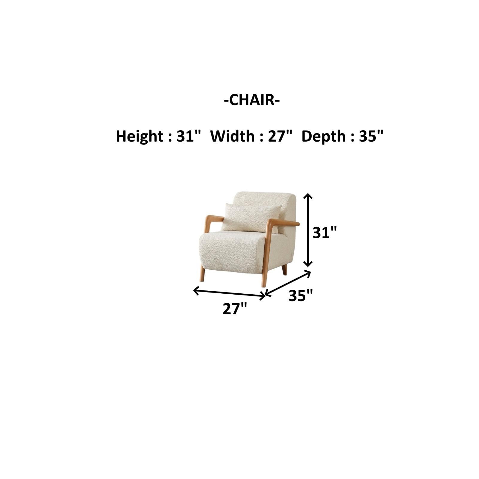Soho 3-pieces (Sofa & Loveseat & Chair) Livingroom Set Cream