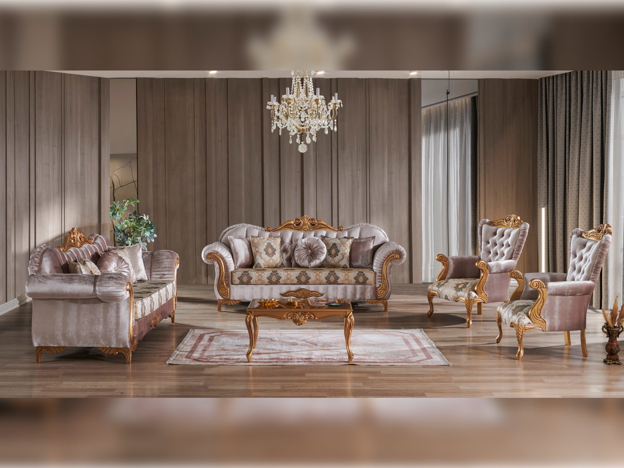 Sultan 4-pieces (2 Sofa & 2 Chair) Livingroom Set Cream
