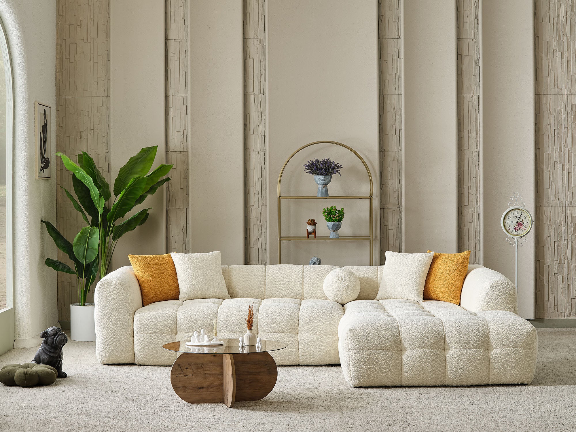 Teddy Sectional Sofa Cream