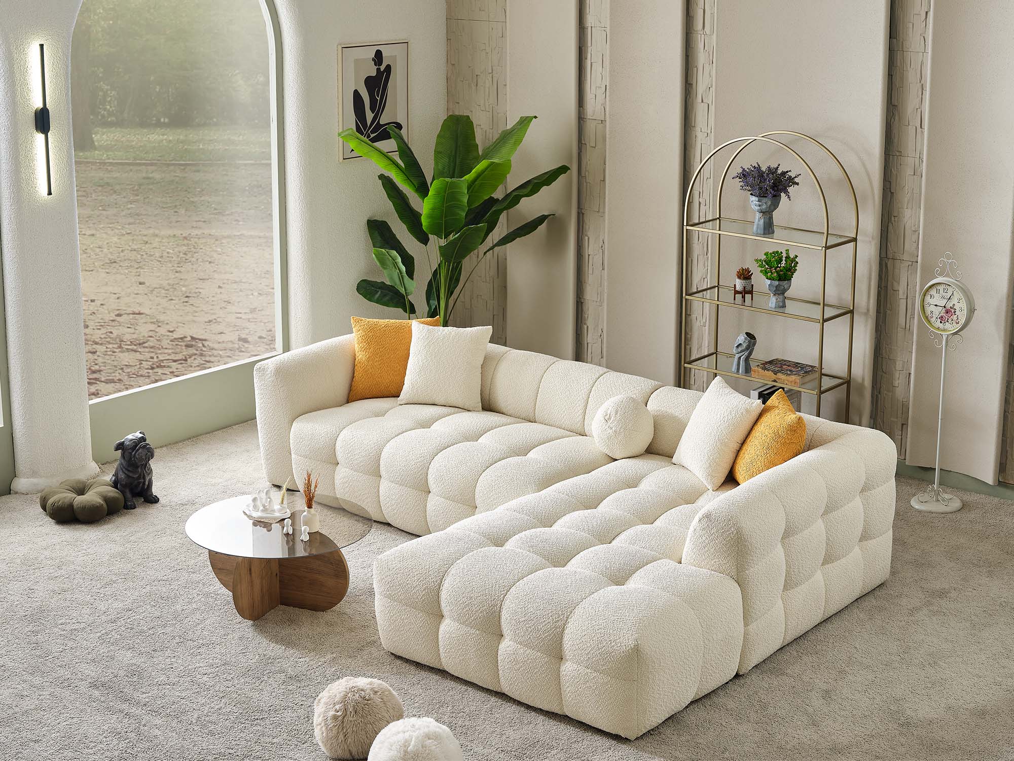 Teddy Sectional Sofa Cream