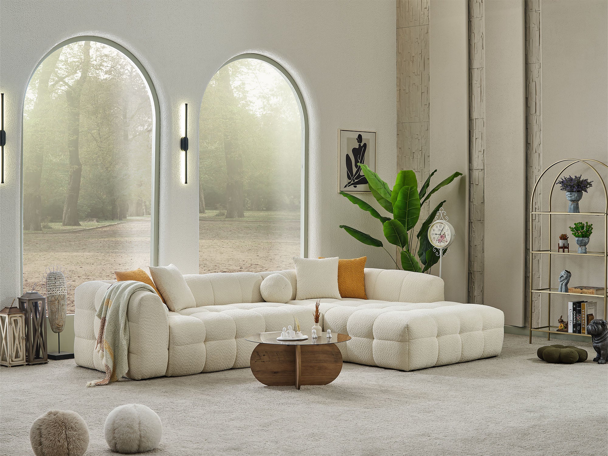Teddy Sectional Sofa Cream