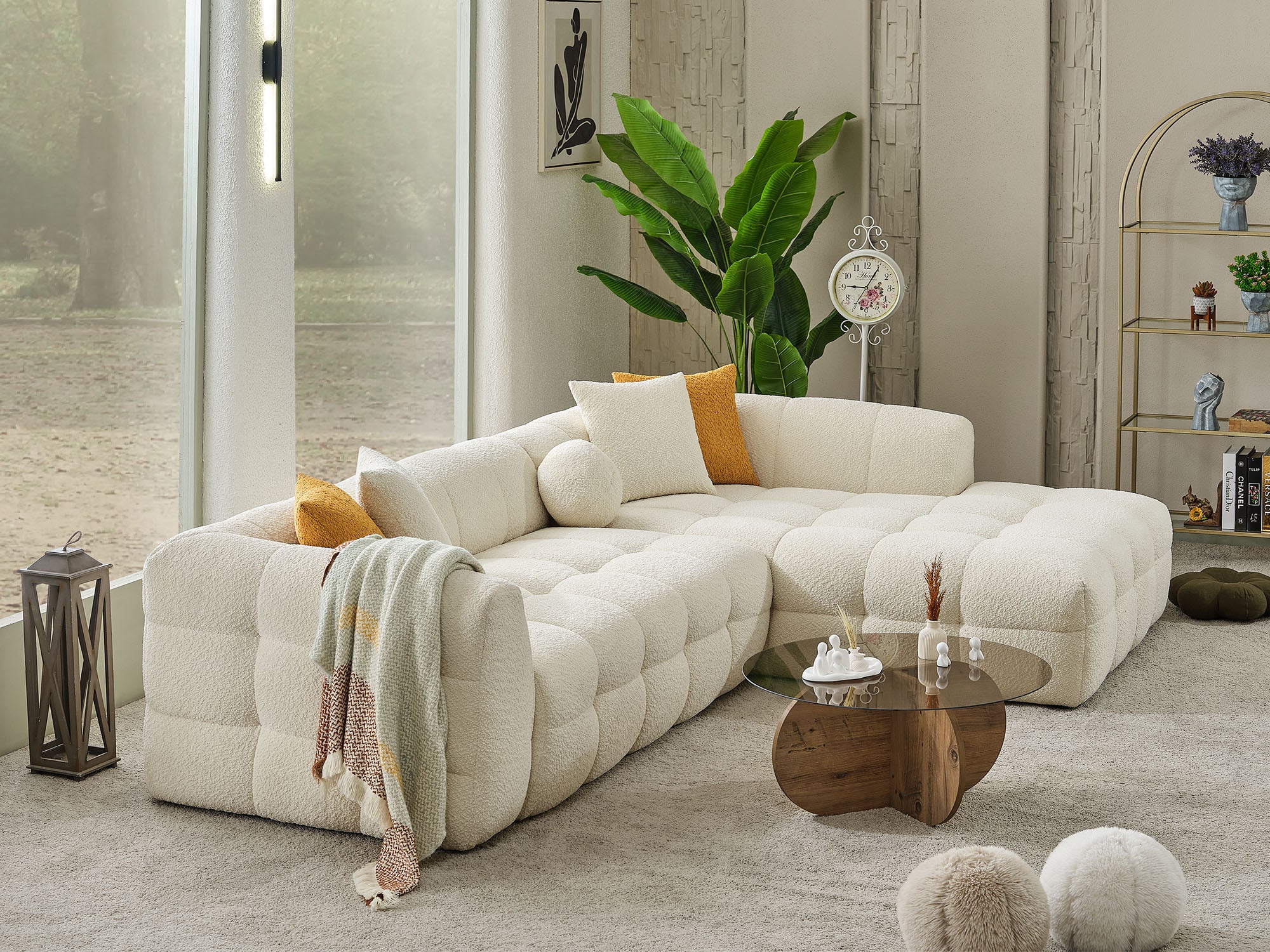 Teddy Sectional Sofa Cream