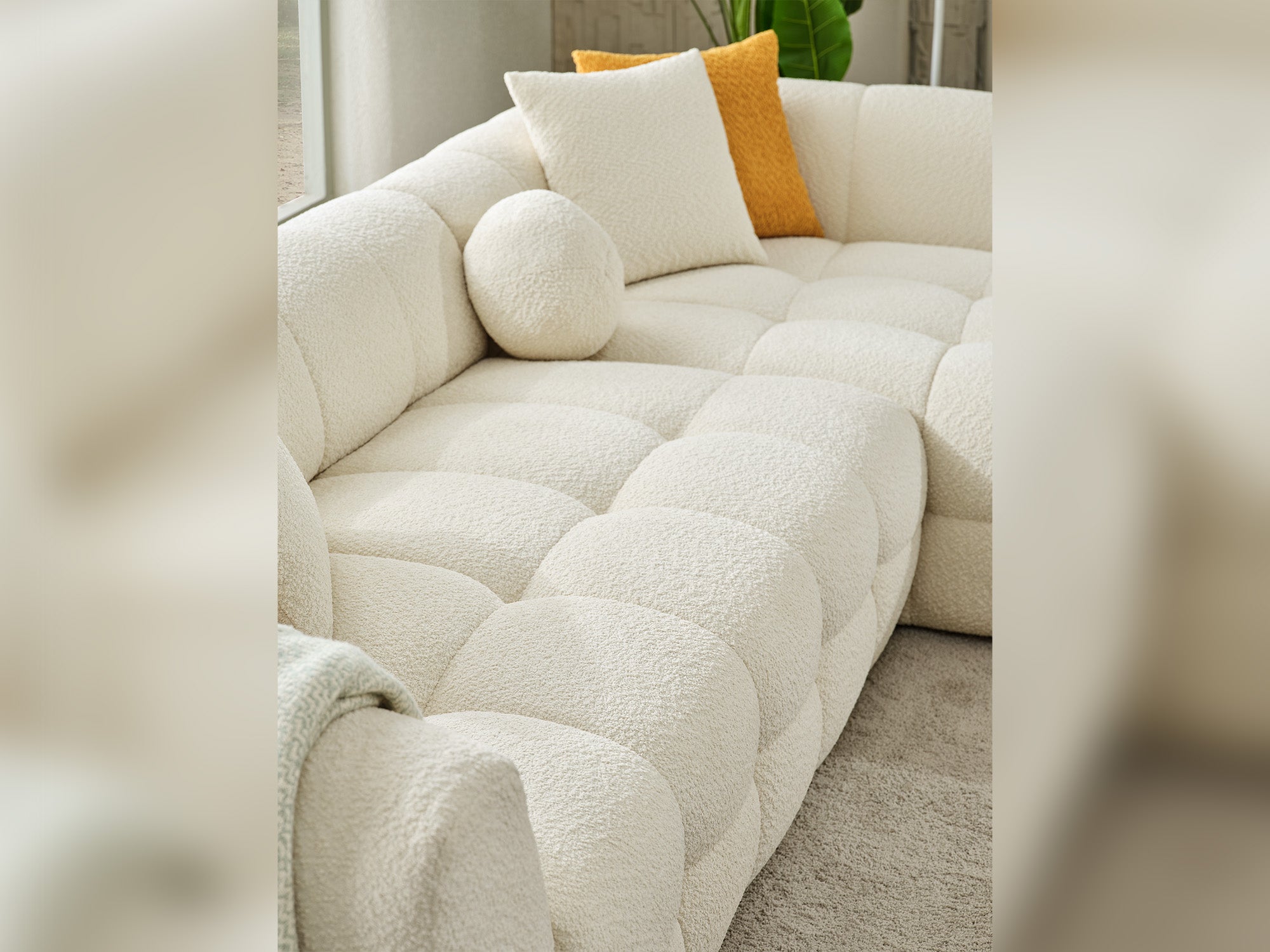 Teddy Sectional Sofa Cream