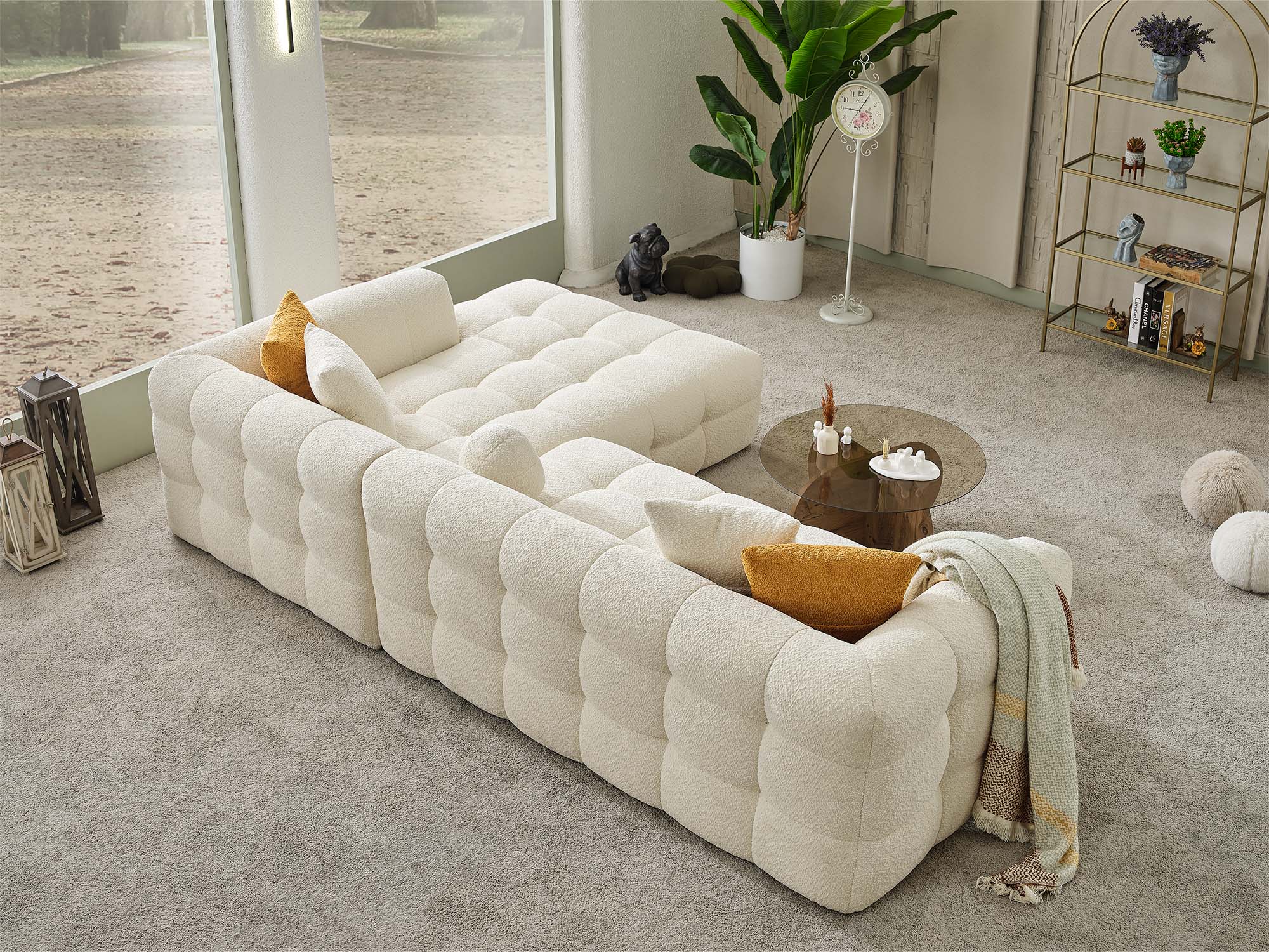 Teddy Sectional Sofa Cream