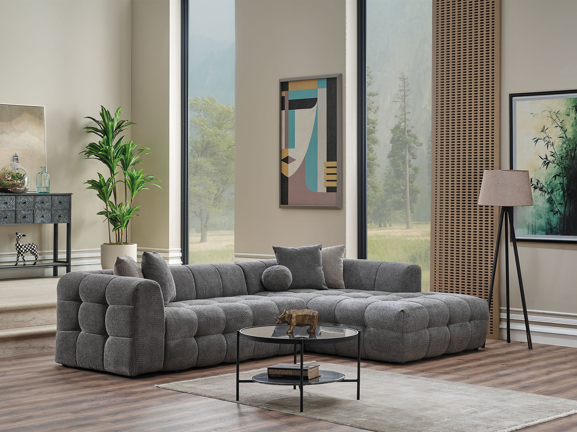 Teddy Sectional Sofa Grey