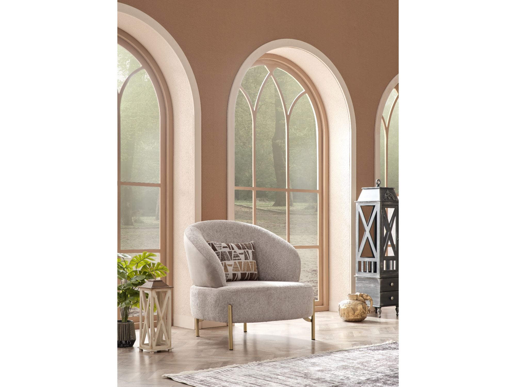 Urla 4-pieces (Sofa & Module Sofa & 2 Chair) Livingroom Set Cream