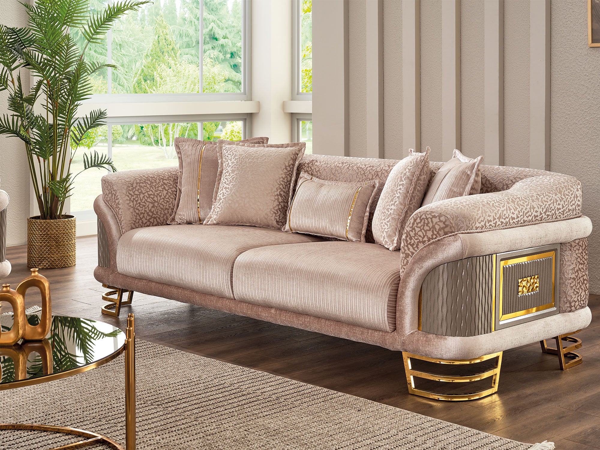 Versace 3-pieces (Sofa & Loveseat & Chair) Livingroom Set Cream