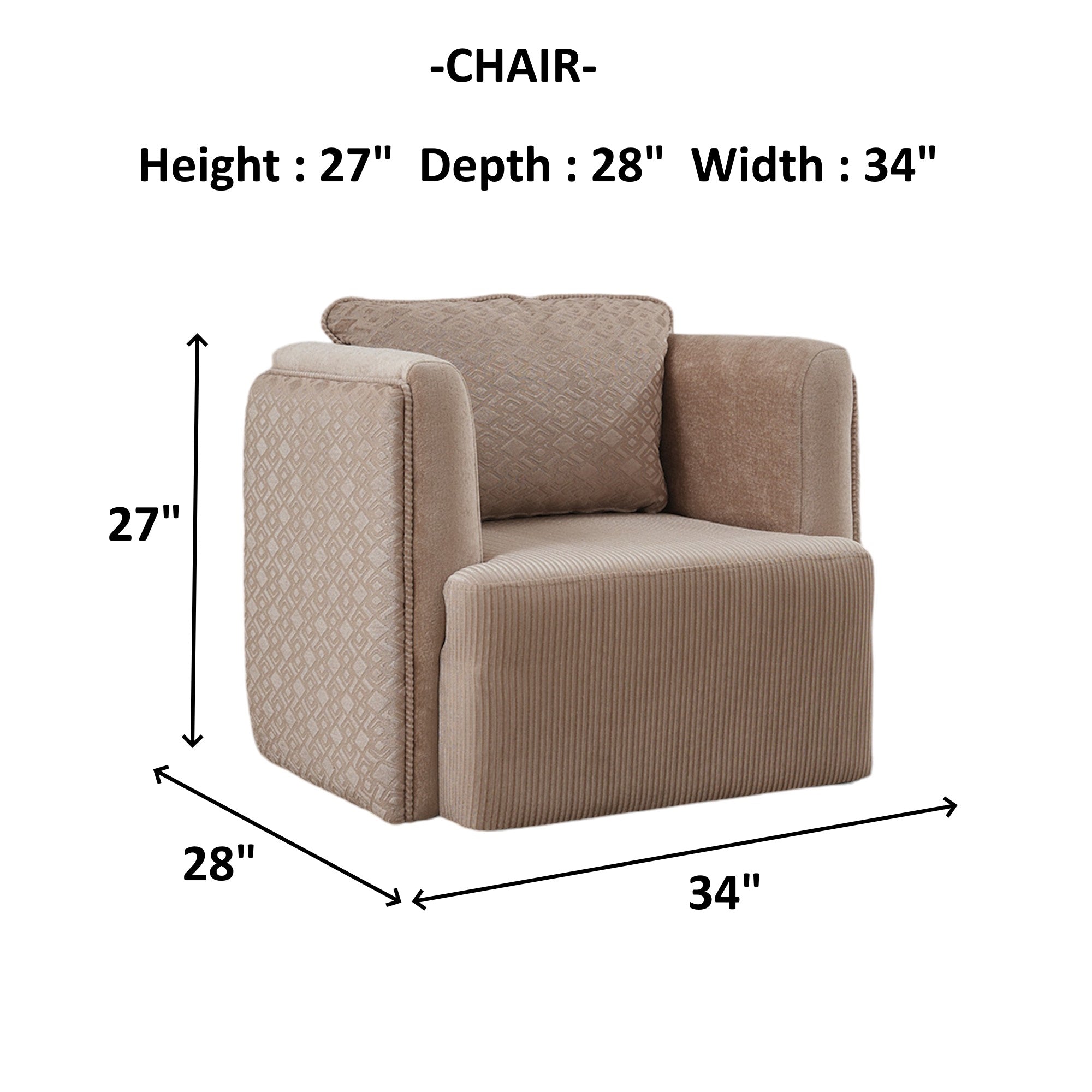 Valentino 3-pieces (Sofa & Loveseat & Chair) Livingroom Set Beige