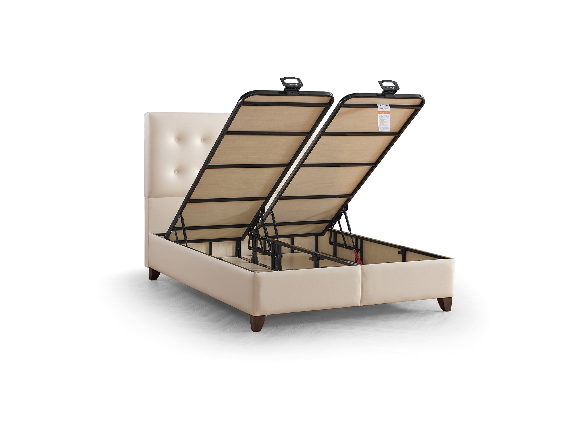 Vella Storage Bed With Headboard Beige