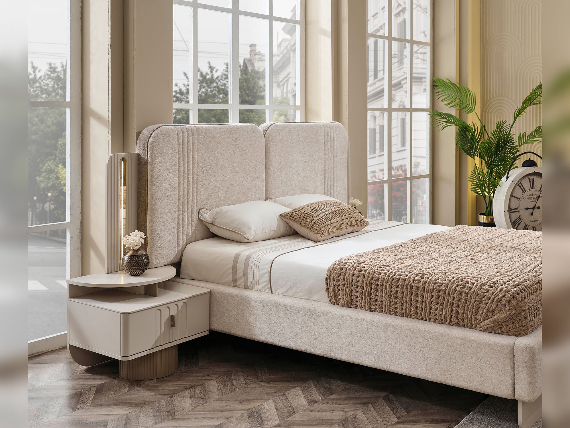 Verona Bedroom (Queen Frame With Headboard & Dresser With Mirror & 2 Nightstand)