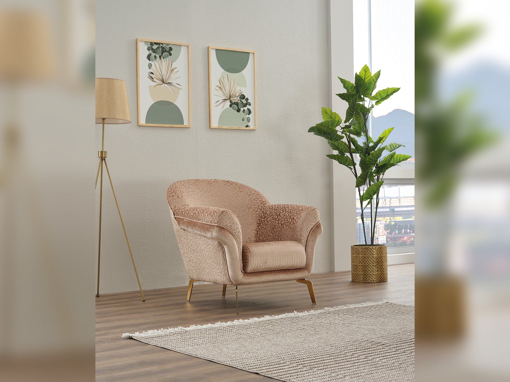 Versace 3-pieces (Sofa & Loveseat & Chair) Livingroom Set Beige