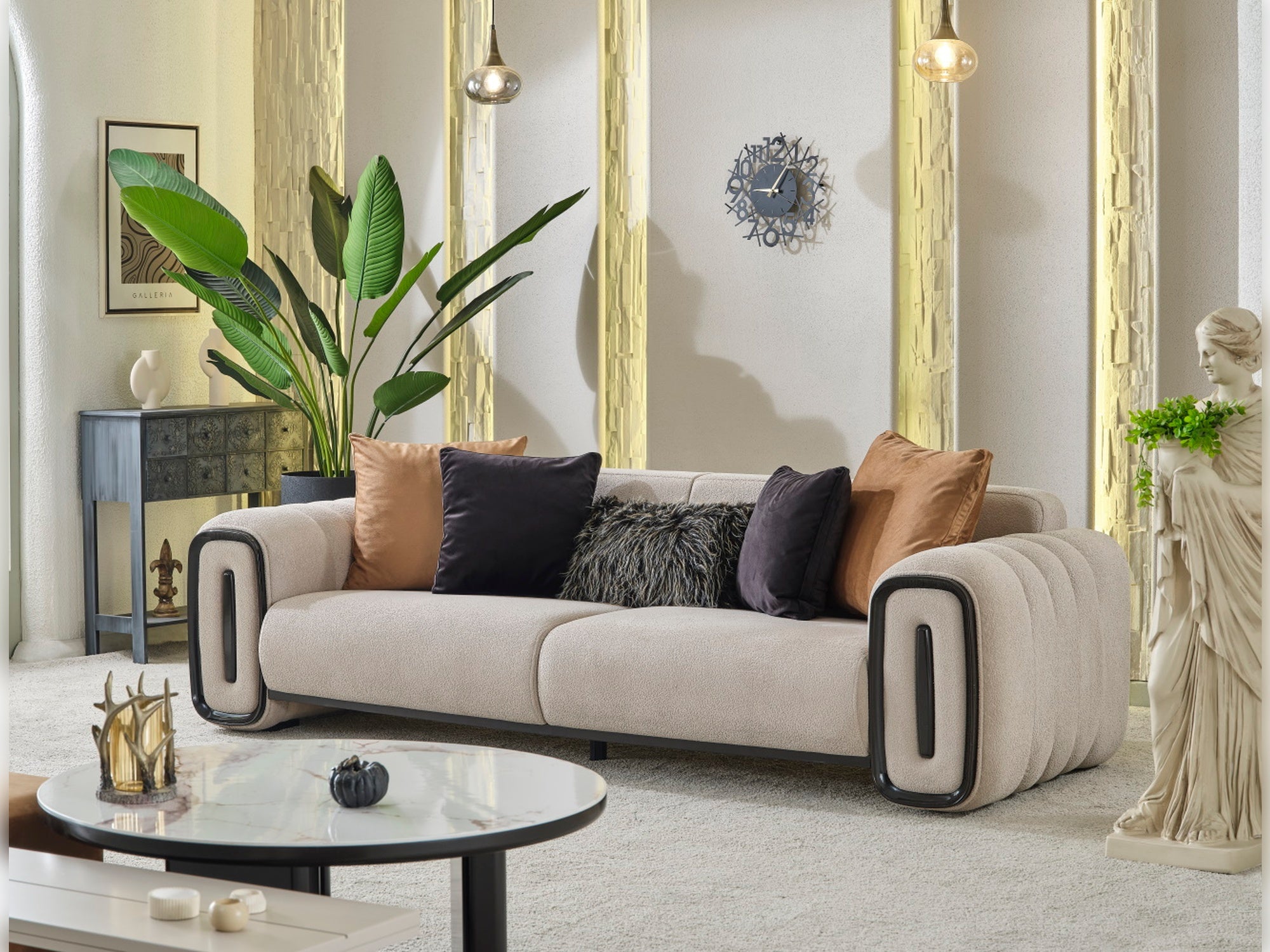 Voyance 4-pieces (2 Four Seat Sofa & 2 Chair) Livingroom Set Beige