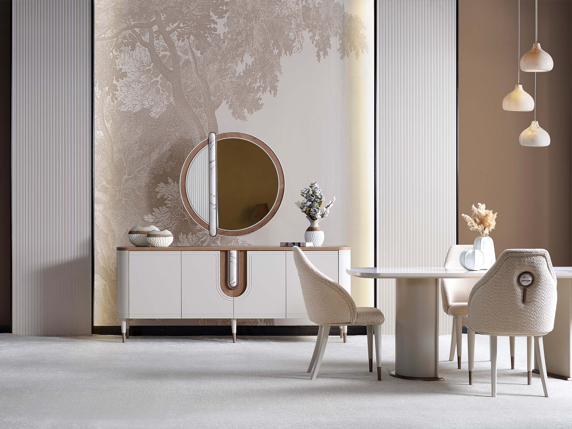 Zelve Diningroom (Consol With Mirror & Dining Table & 6 Dining Chair)