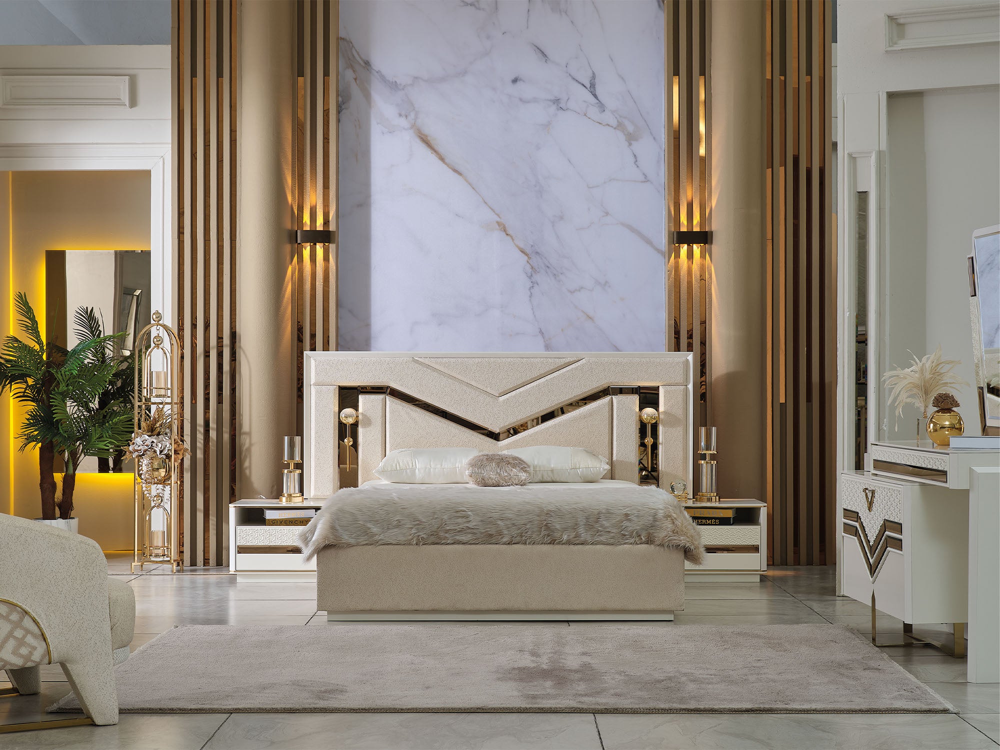 Zen Bedroom (Queen Frame With Headboard & Dresser With Mirror & 2 Nightstand)