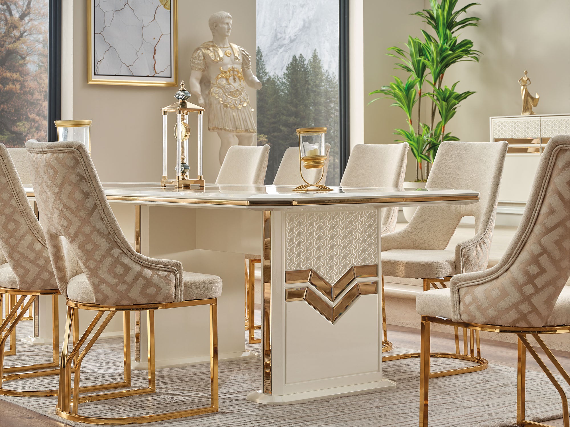 Zen Diningroom (Consol With Mirror & Dining Table & 6 Dining Chair)