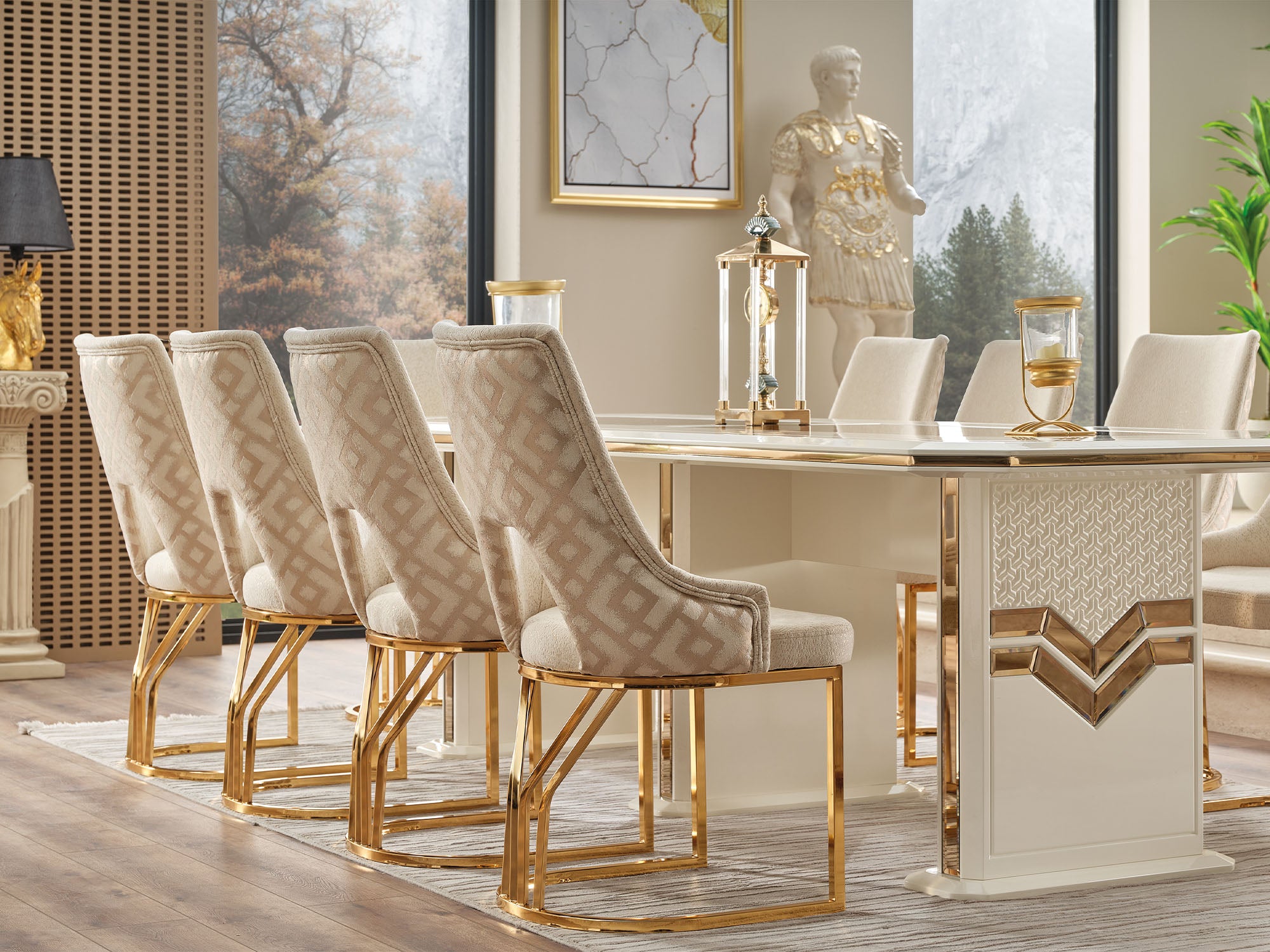 Zen Diningroom (Consol With Mirror & Dining Table & 6 Dining Chair)